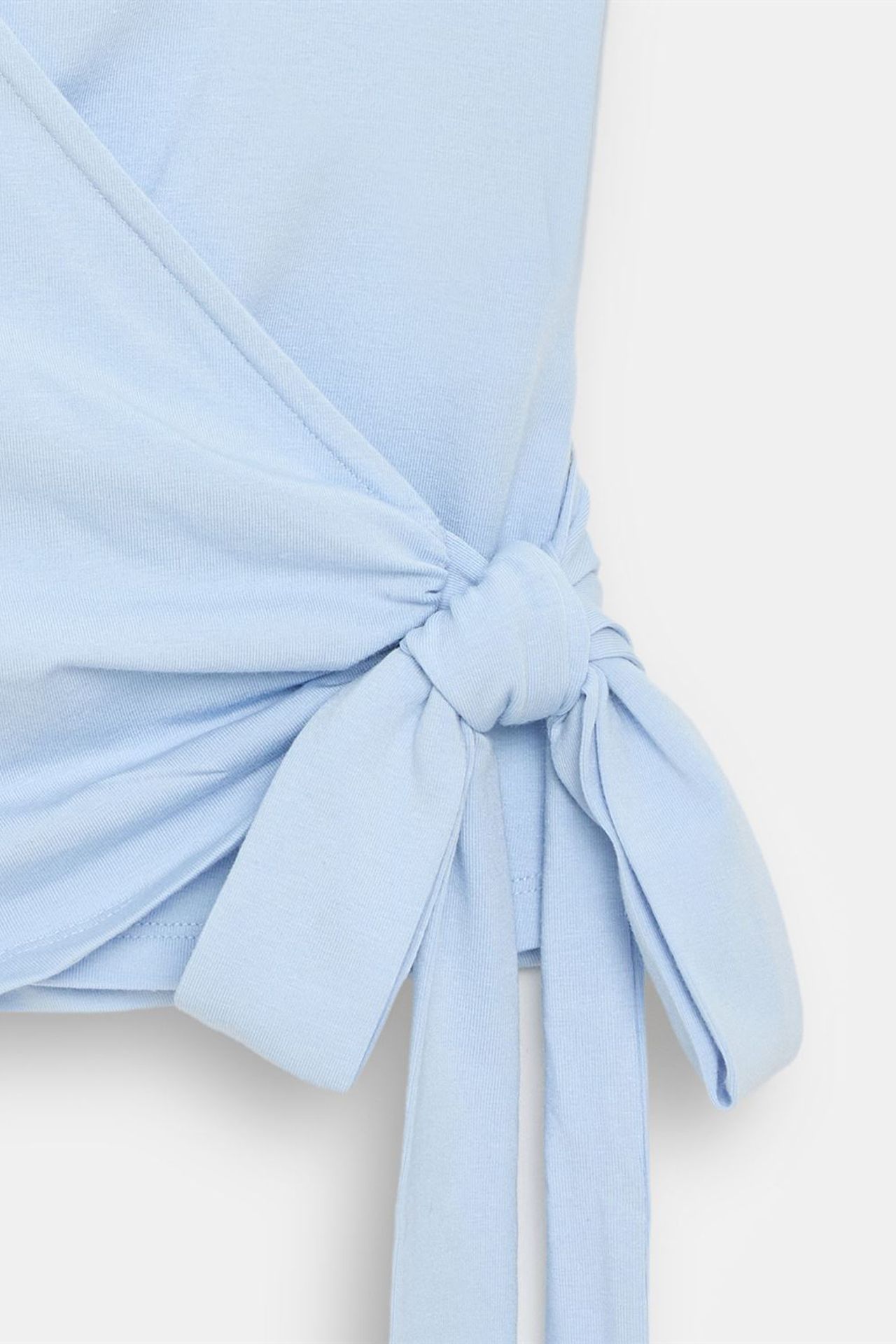 DILVIN Crop Wrap Blouse With Tie Detail 7