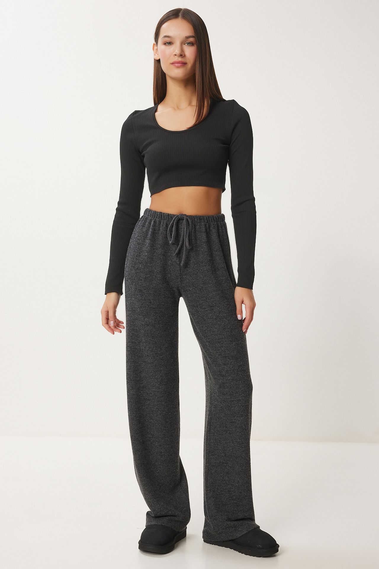 ISTANBUL Wide Leg Jogger Pants with Drawstring Closure 1