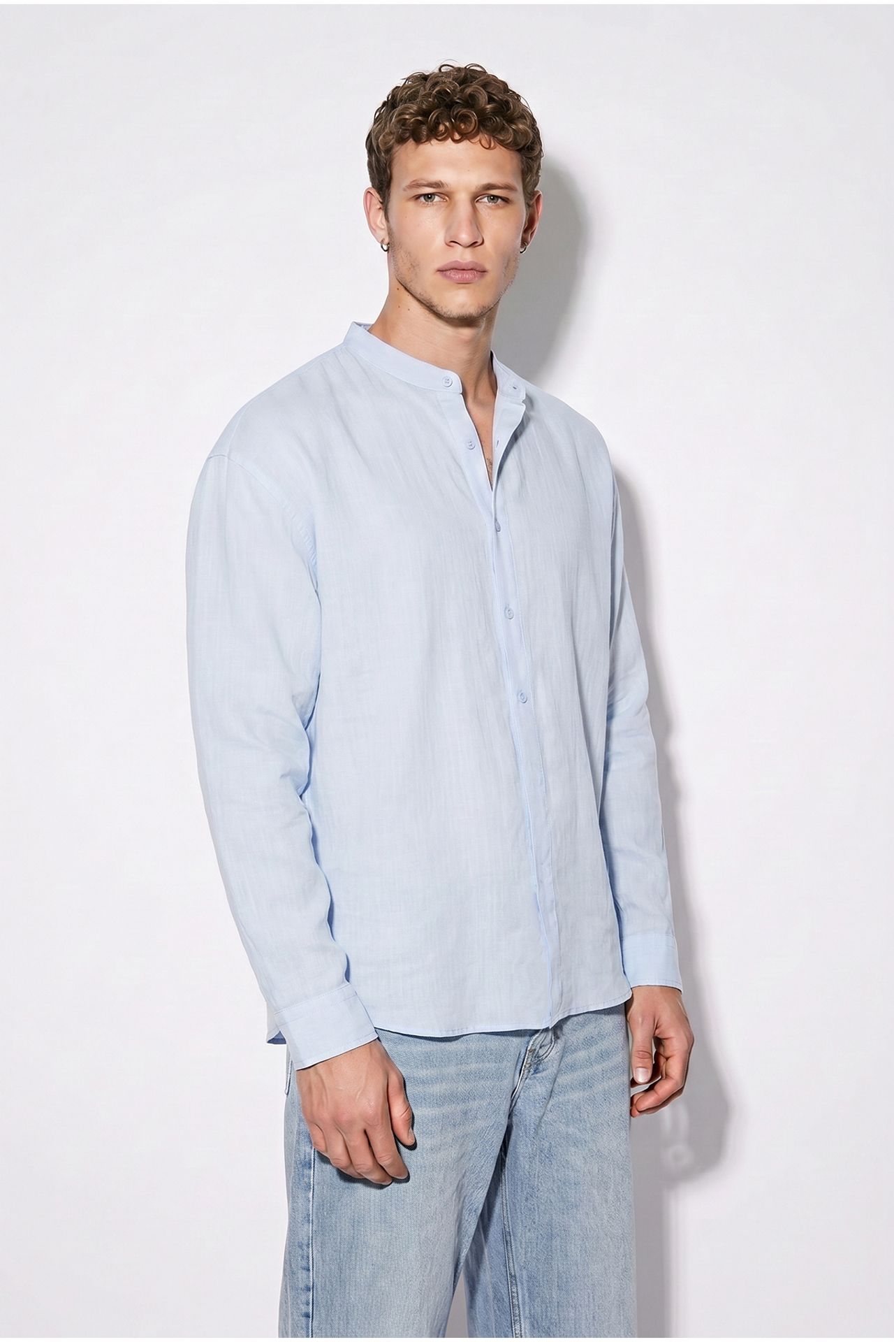 LUCCI Oversized Mandarin Collar Shirt 3