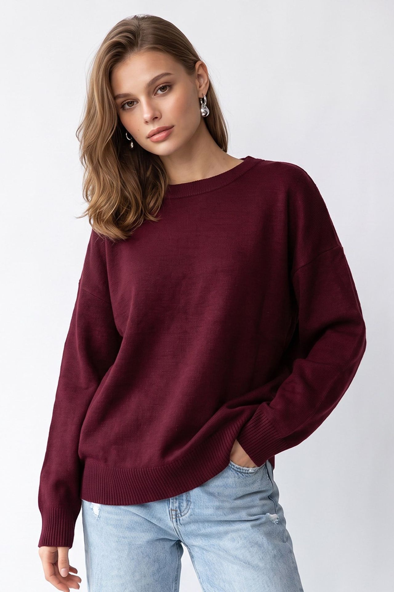 MIXRAY Oversized Ribbed Knit Sweater 1