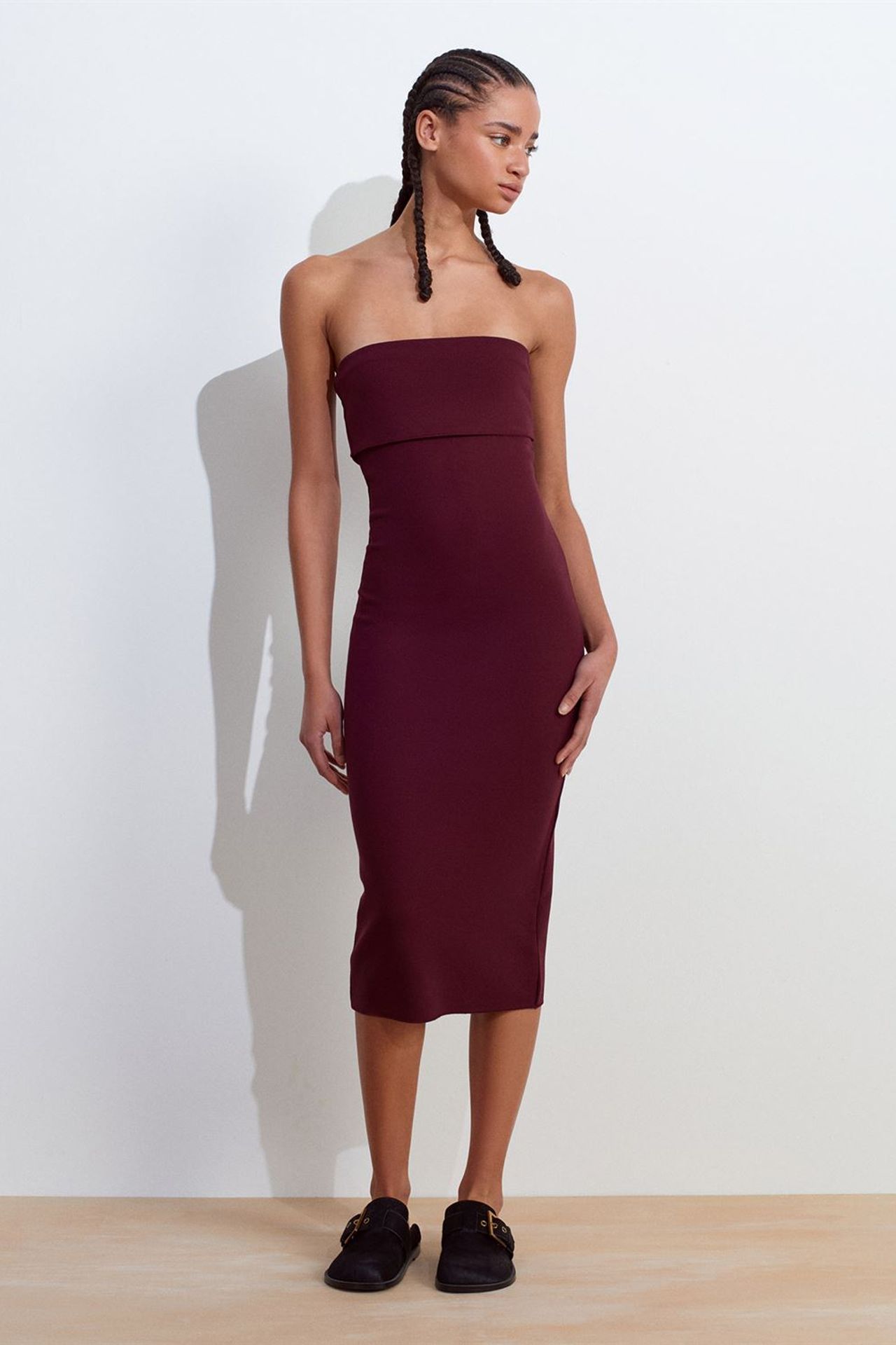 DILVIN Strapless Bodycon Midi Dress 1