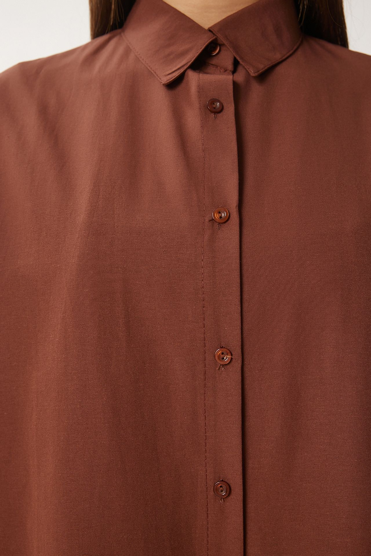 ISTANBUL Oversized Poplin Button-Up Shirt with Long Sleeves 6