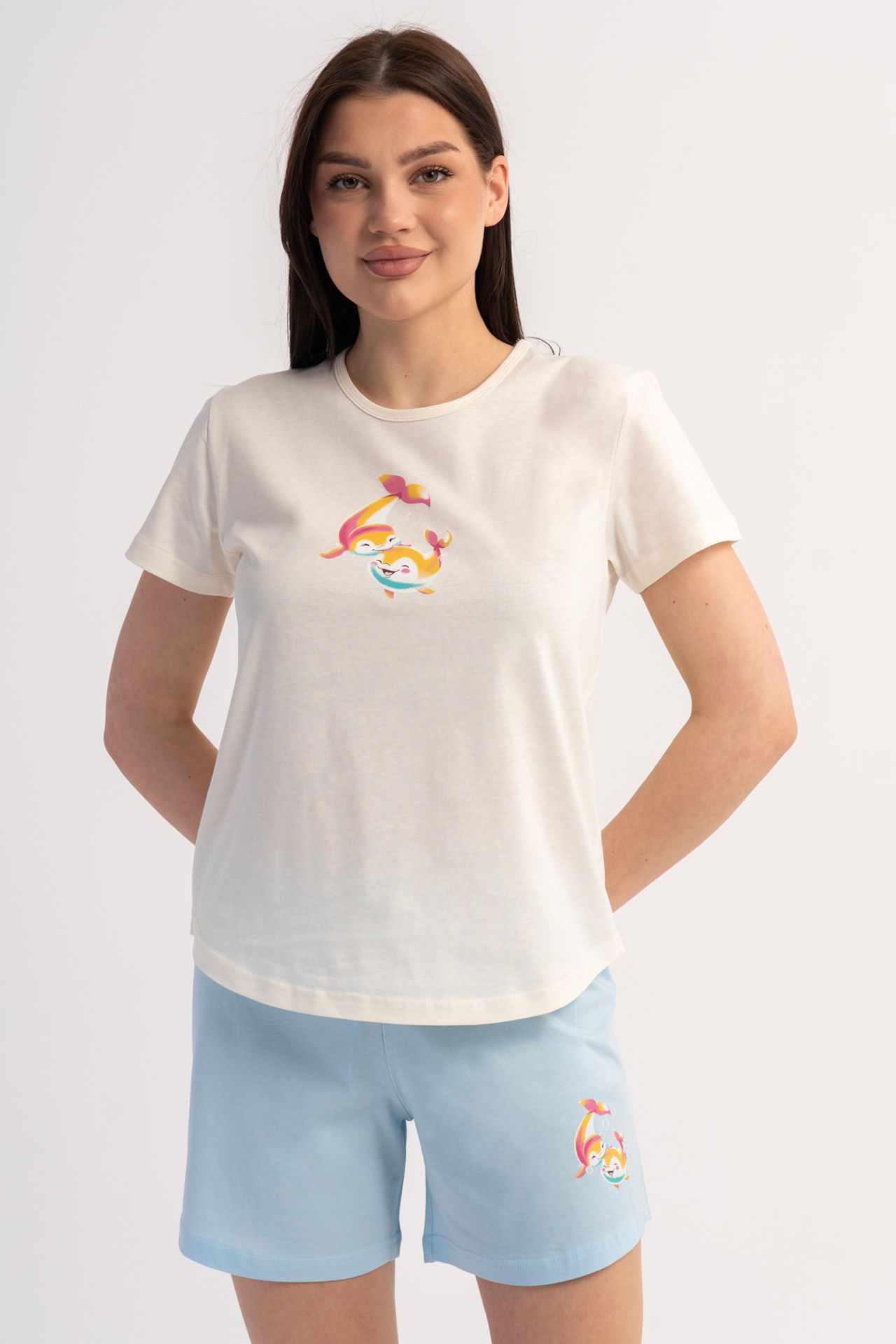 YAKE İki Parçalı Rahat Baskılı Pijama Takımı 2