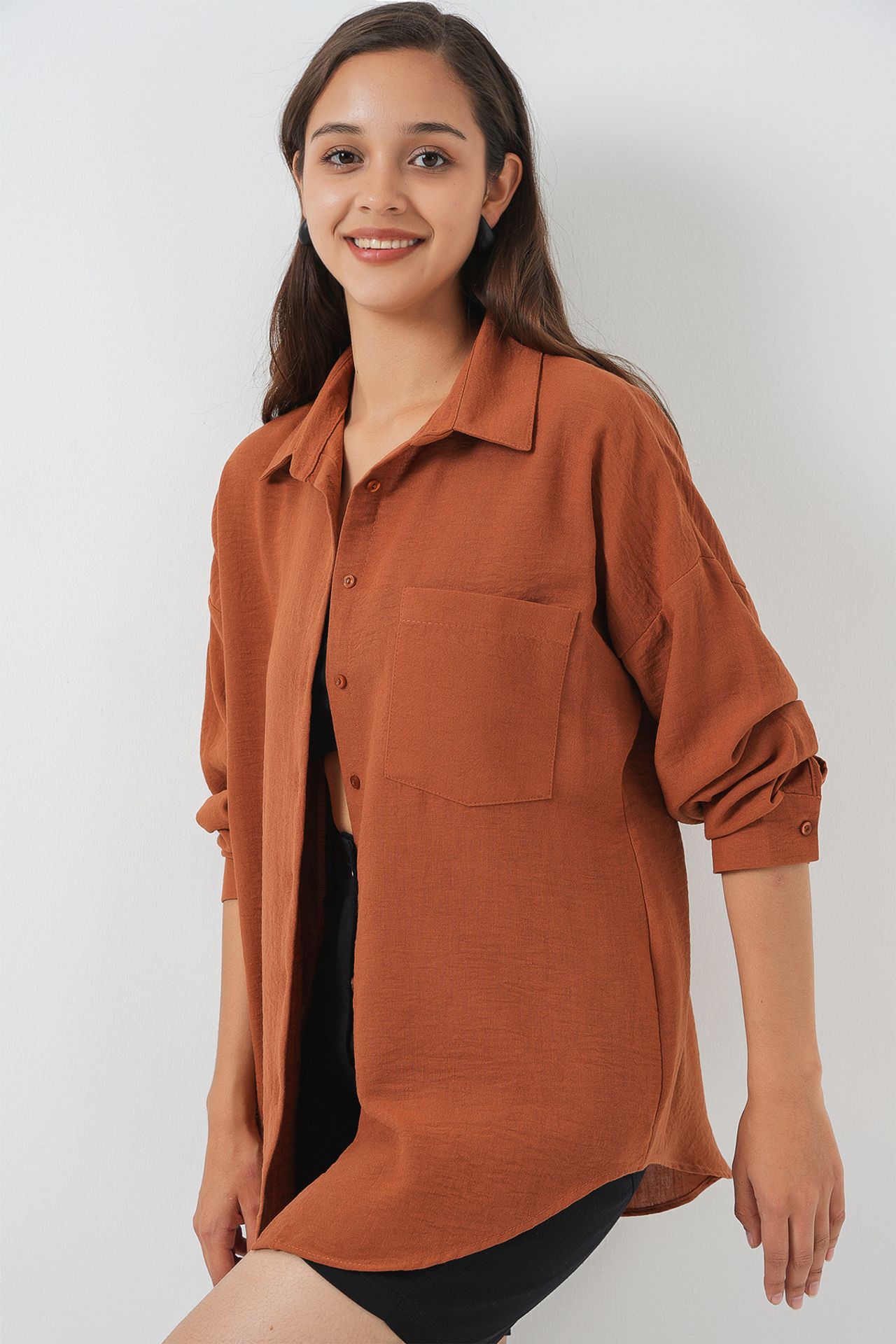 BDART Linen Blended Shirt with Button Closure