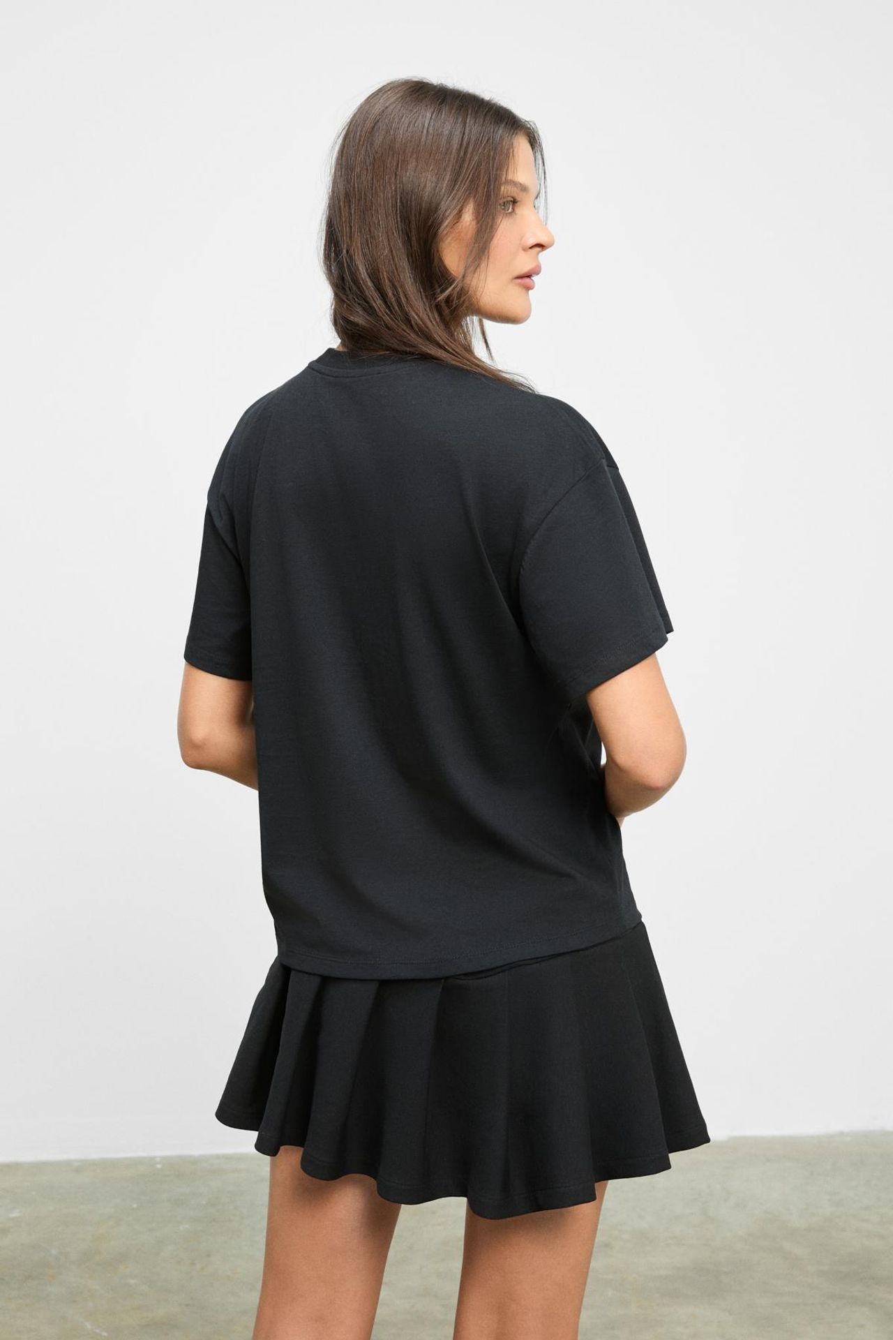 GRIMELANGE Pleated Mid Waist Mini Skater Skirt 4
