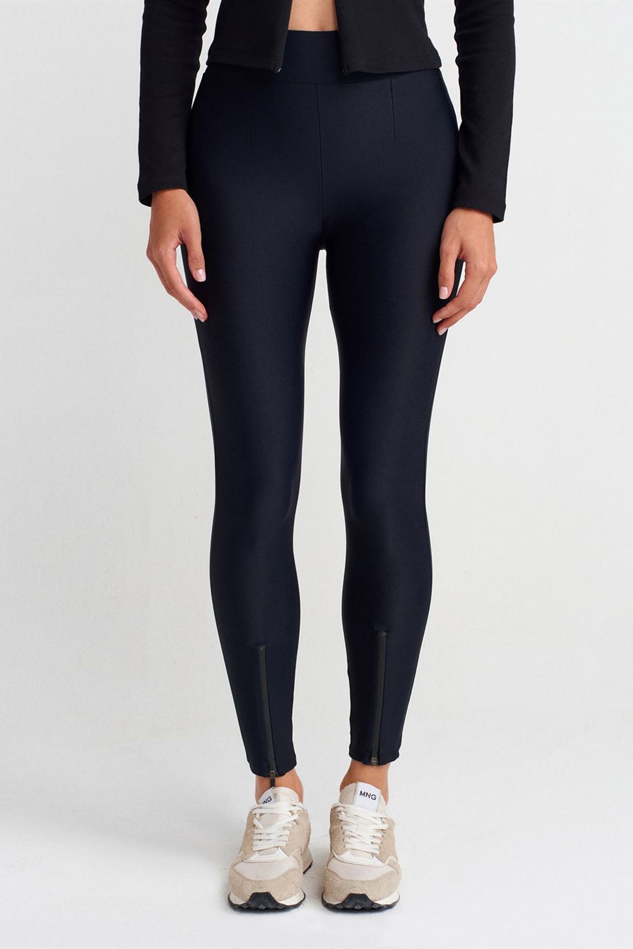 DILVIN High-Waist Skinny Leggings With Zip Detail