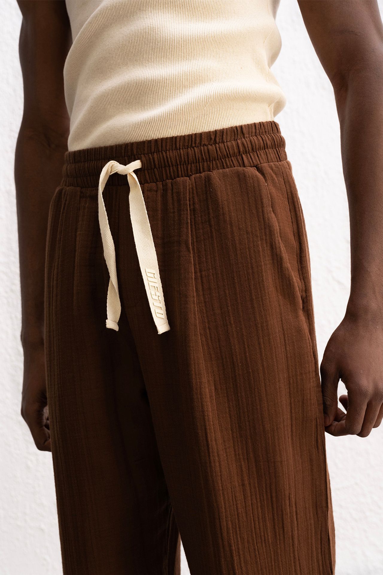 GIESTO Relaxed Fit Drawstring Waist Straight Leg Pants 2