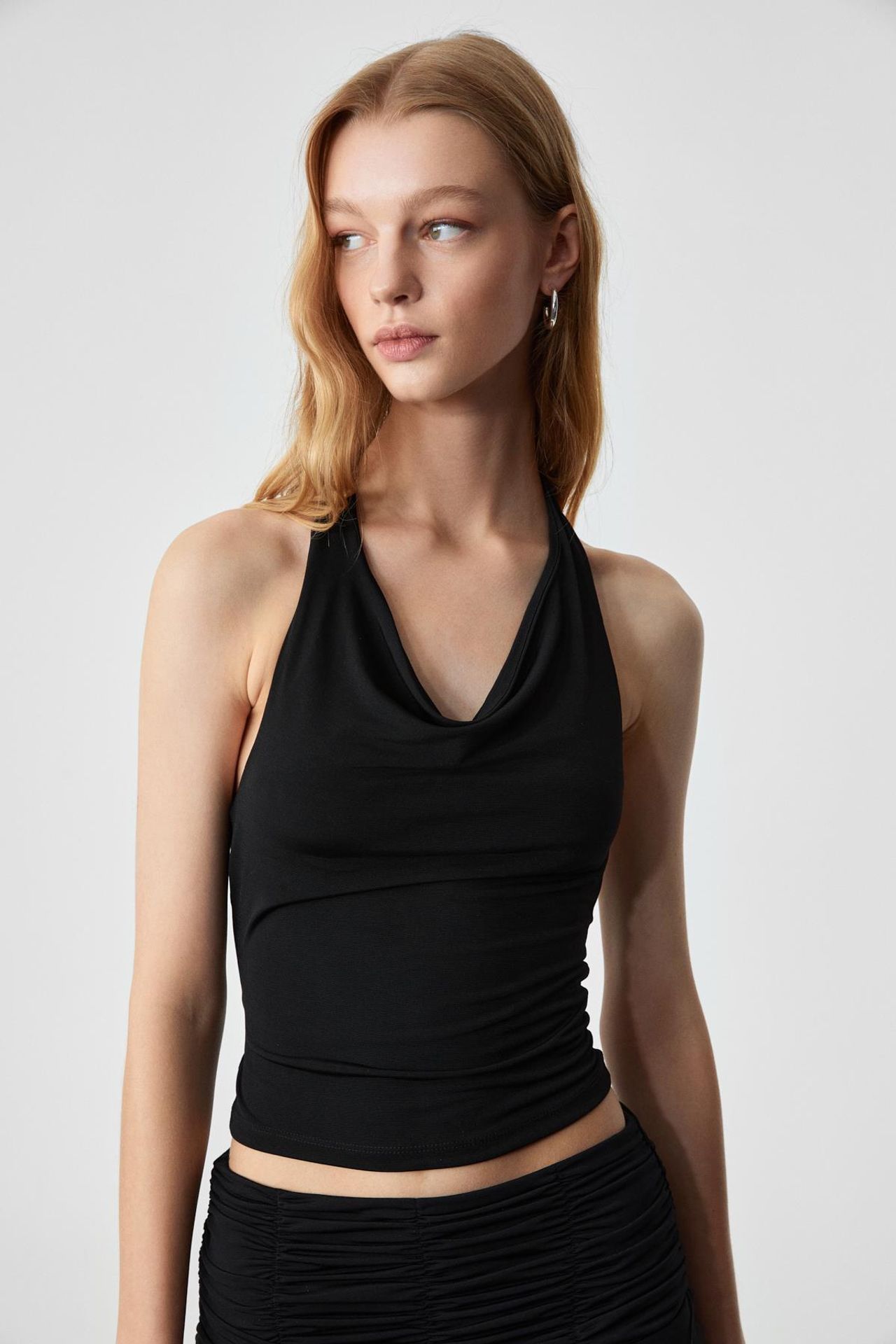GRIMELANGE Asymmetrical Halterneck Crop Blouse 4