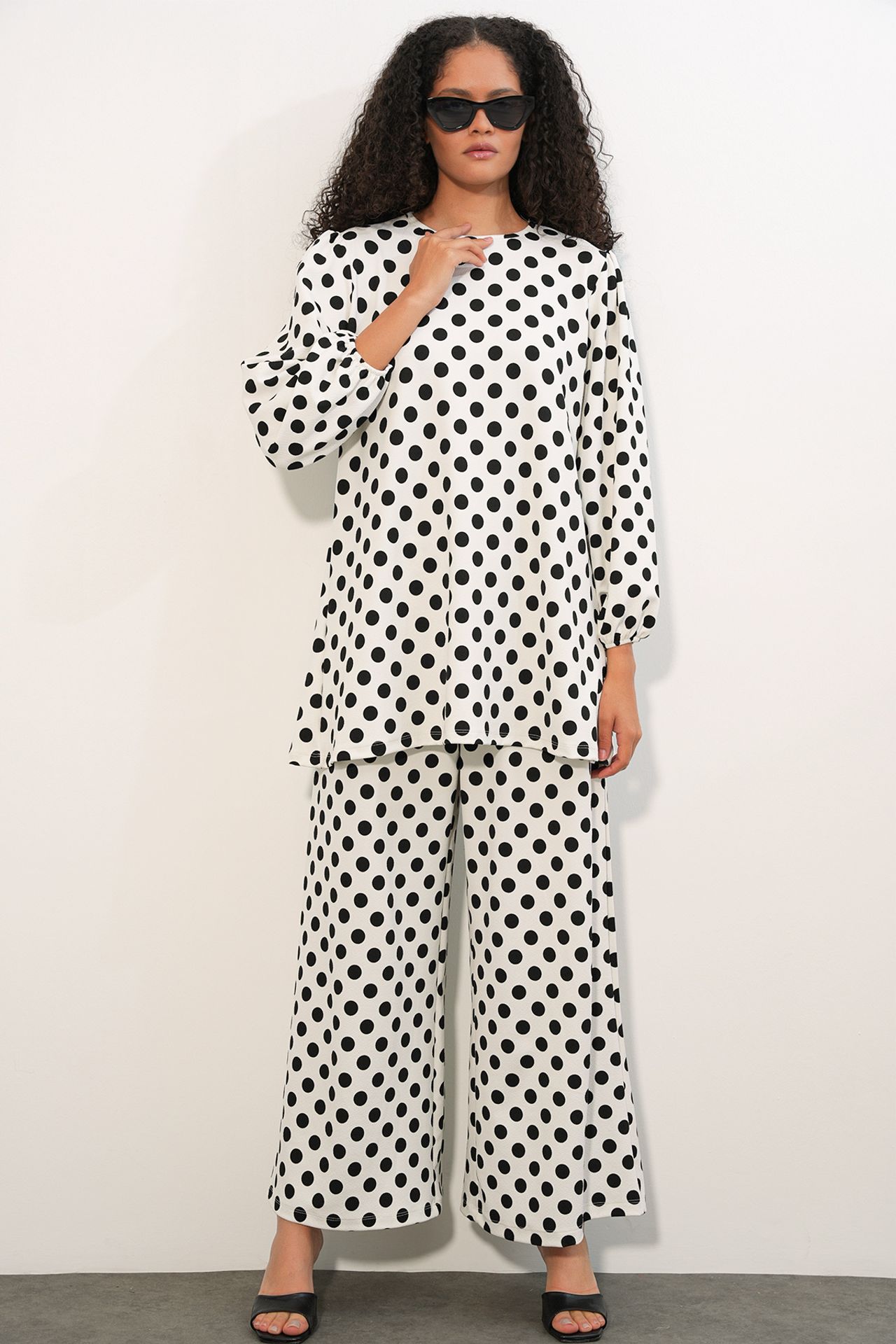 BDART Textured Long Sleeve Tunic and Wide Leg Pants Set