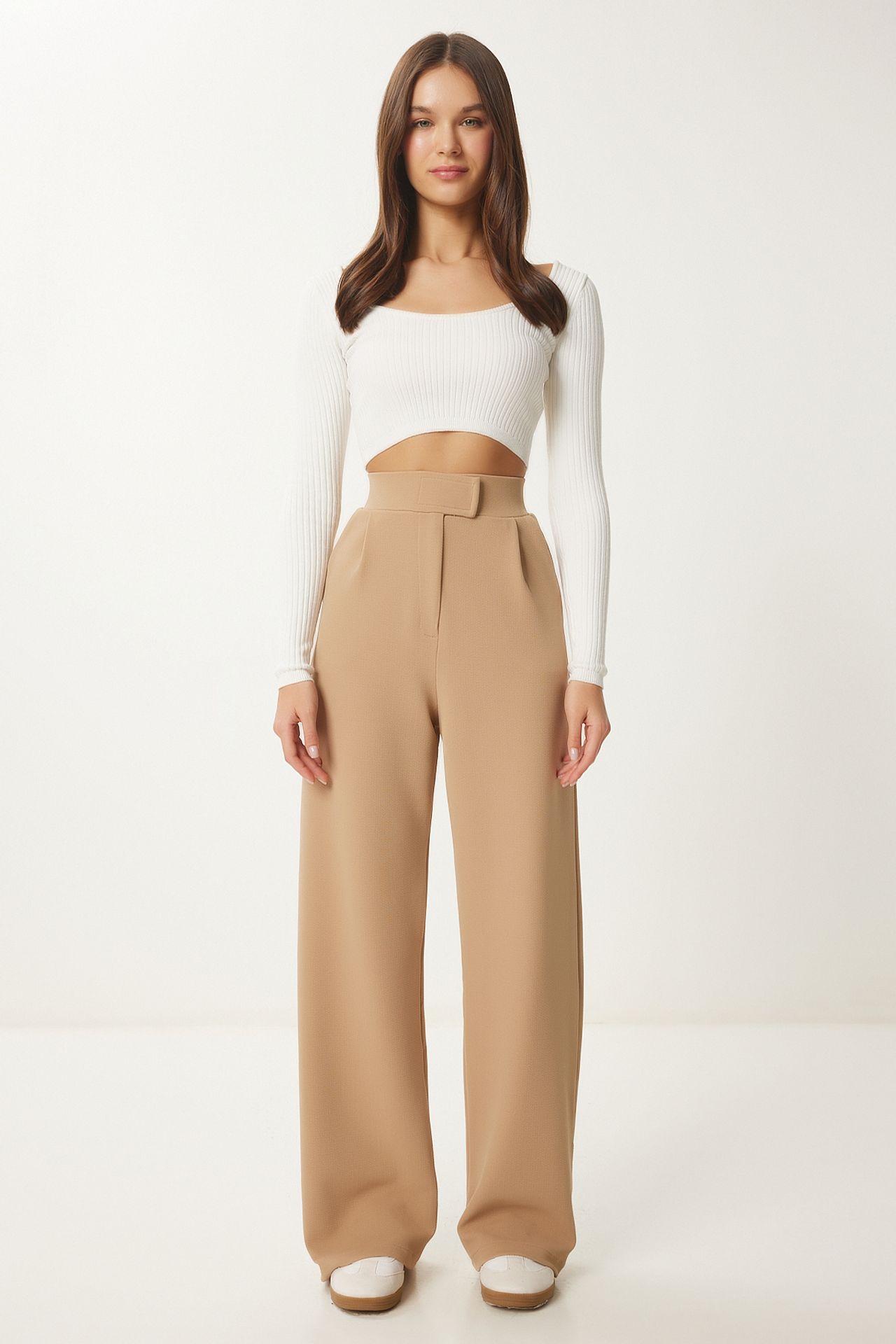 ISTANBUL High Waist Textured Palazzo Pants 2
