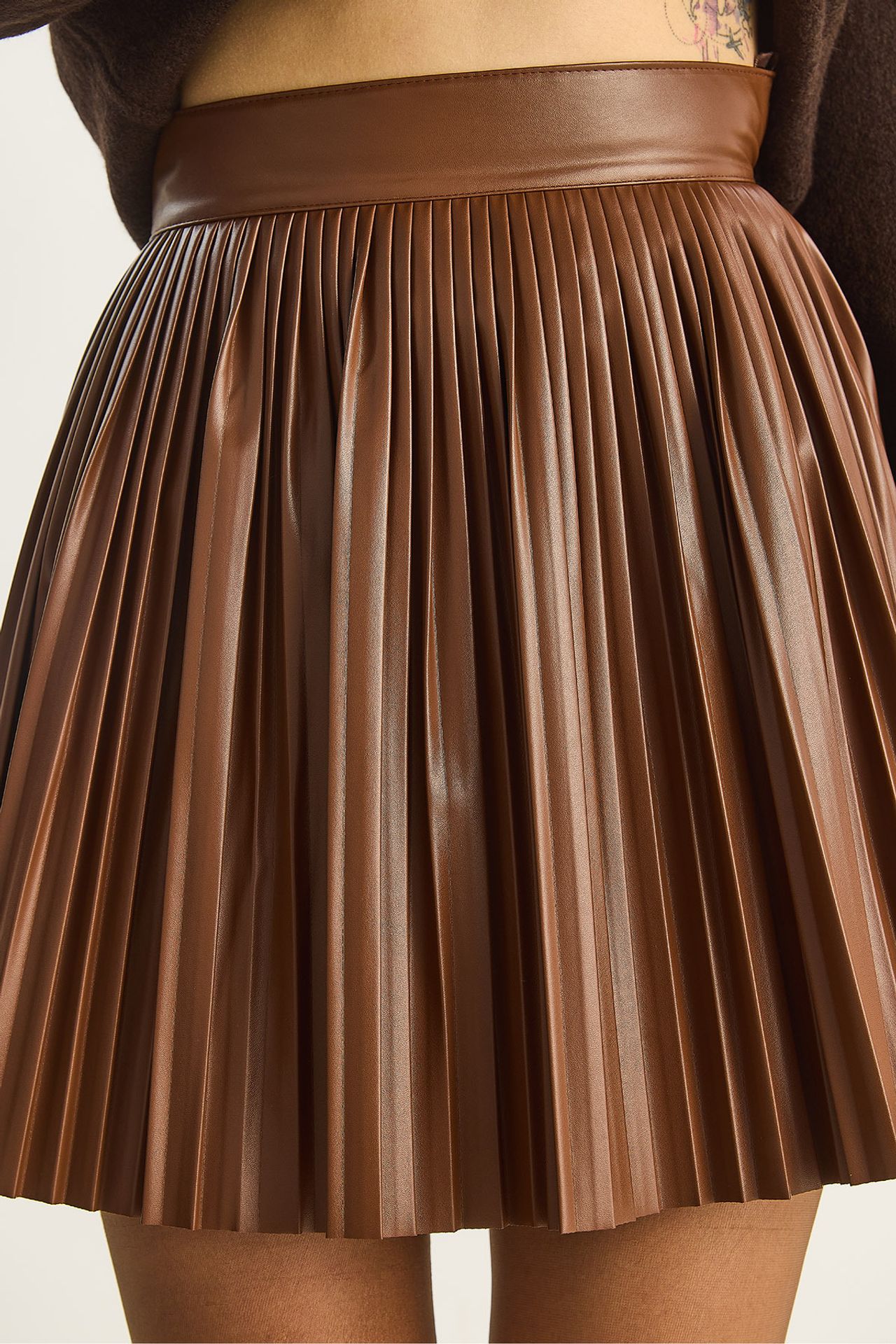 LUCCI Faux Leather Pleated Mini Skirt