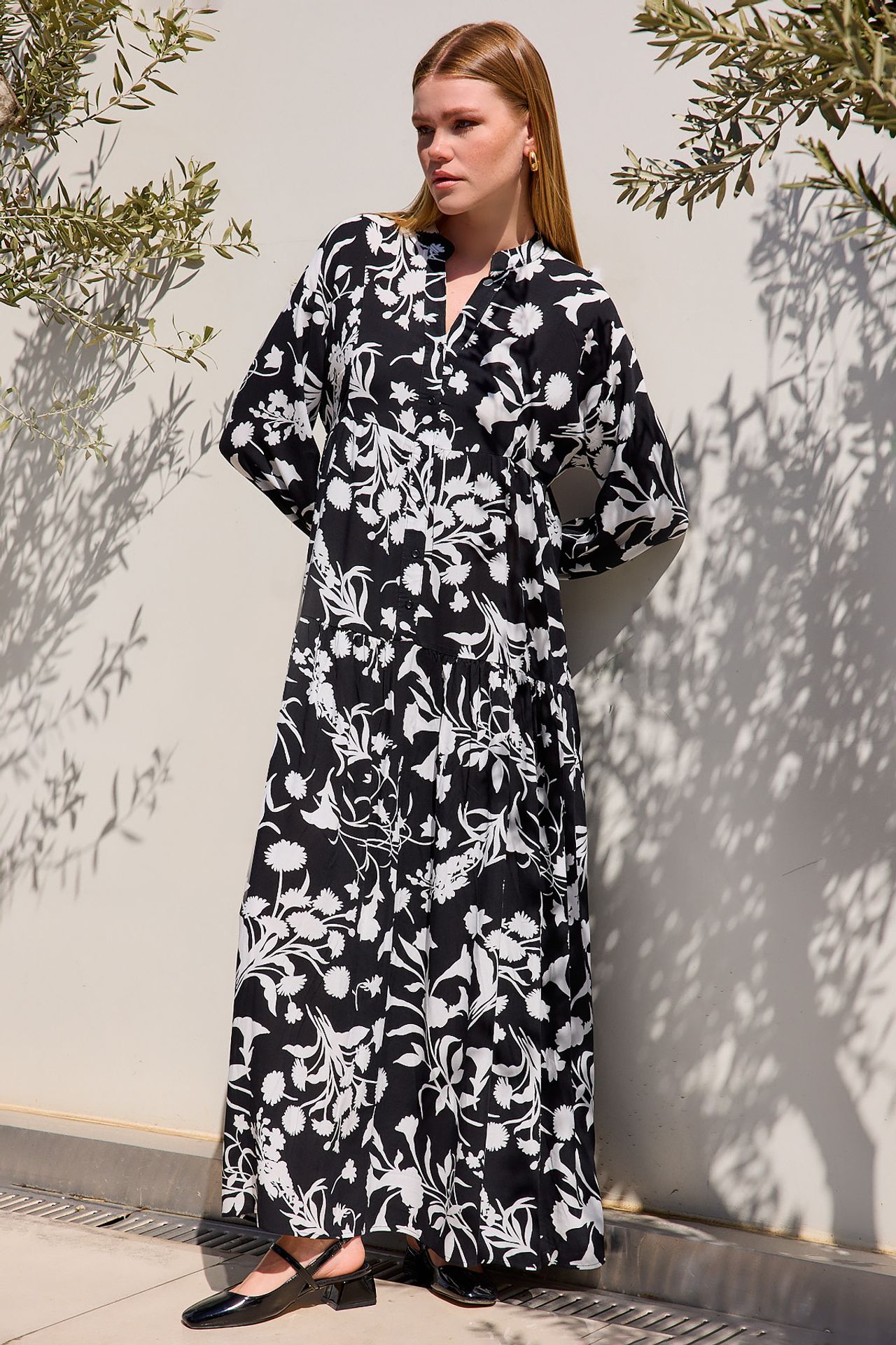 BDART Patterned V-Neck Maxi Dress