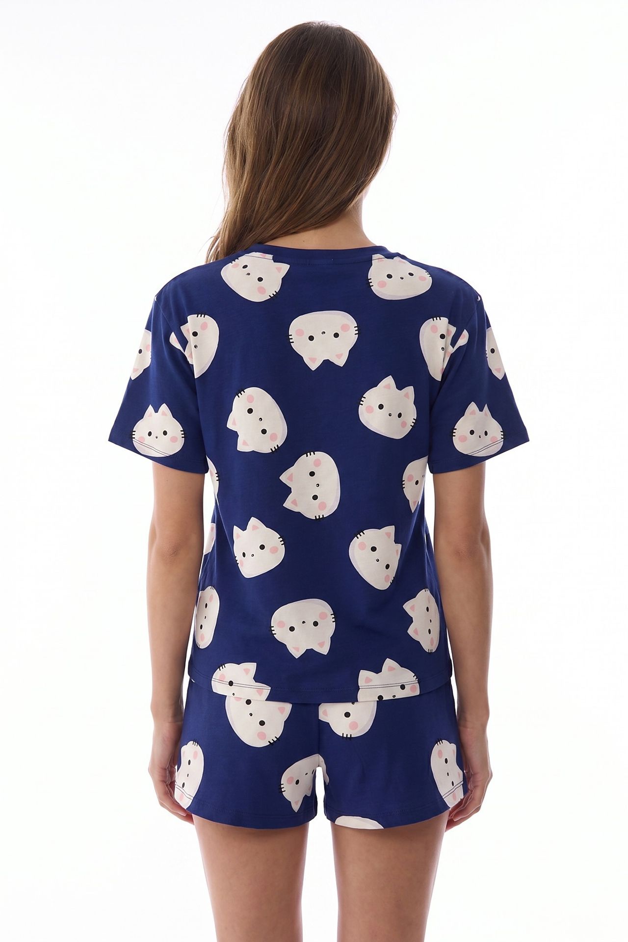 PENTI Happy Cats Cat Pattern Short Sleeve Shorts Pajama Set 4