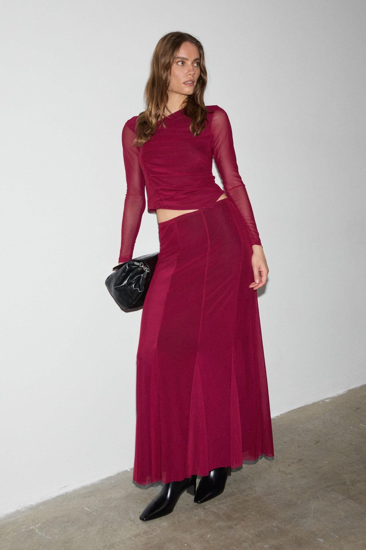 GRIMELANGE High Waist A-Line Maxi Skirt 1