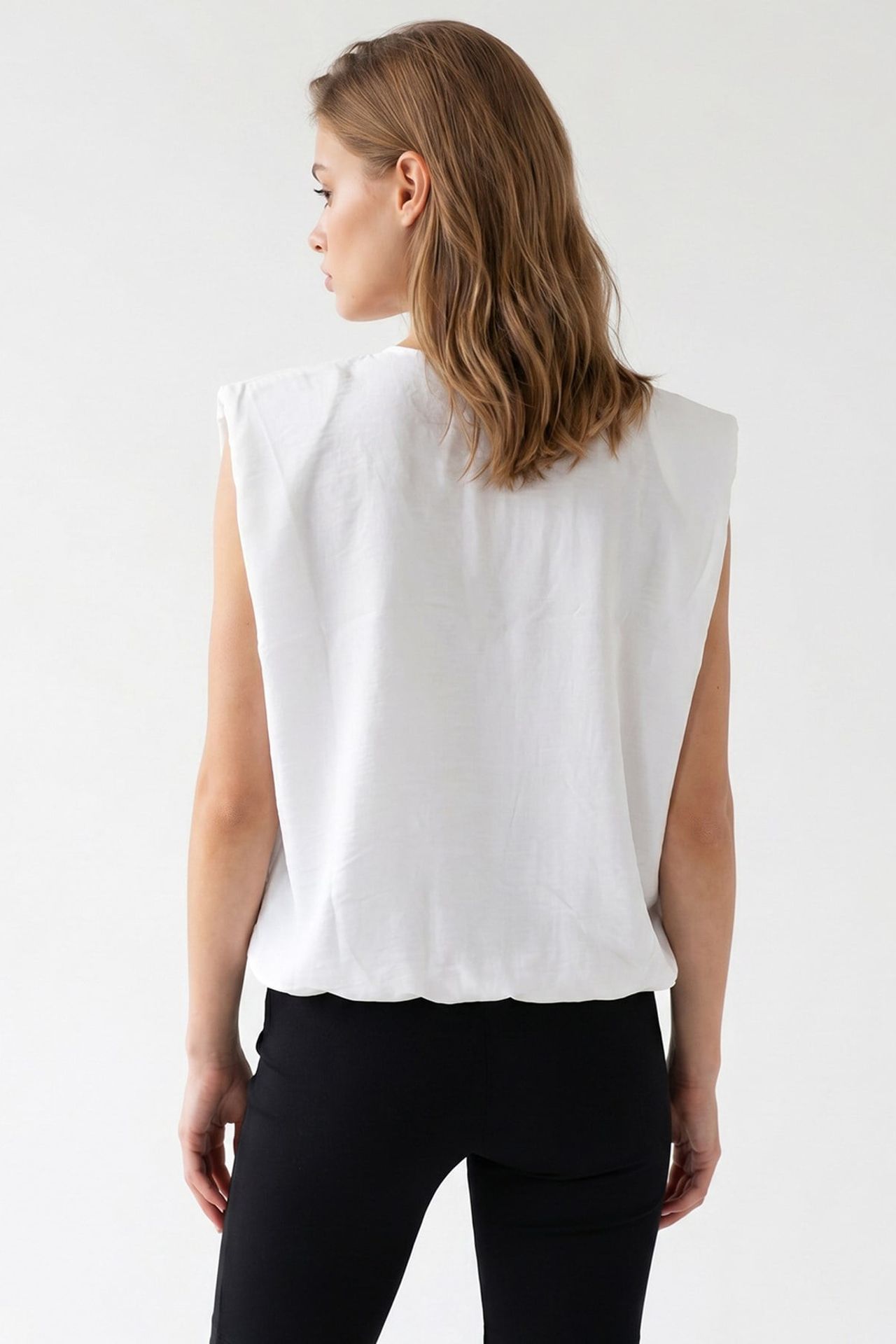 MIXRAY Women's Woven Poplin Waistcoat With Zip Front 5