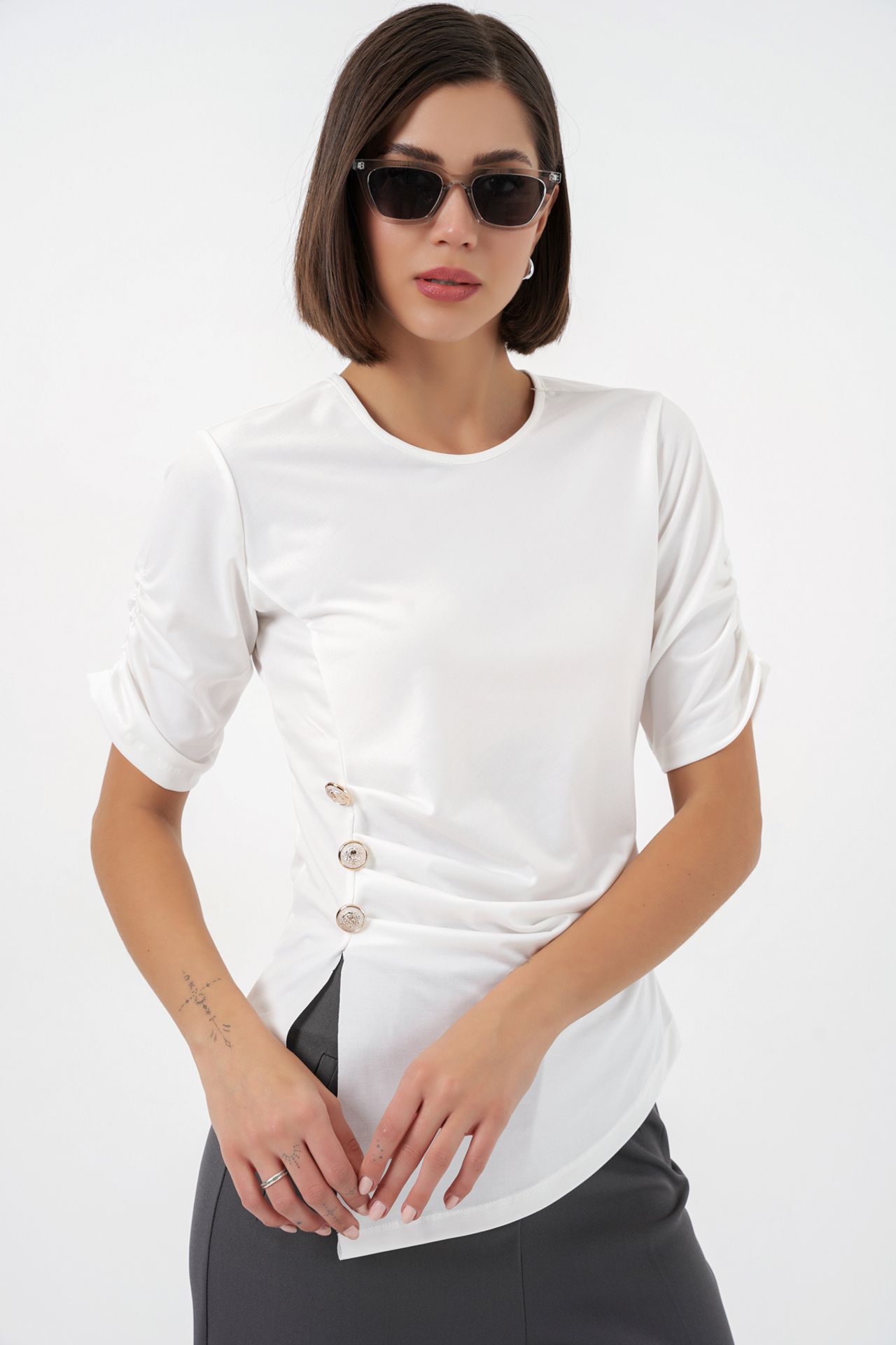 BDART Crew Neck Buttoned Blouse 3