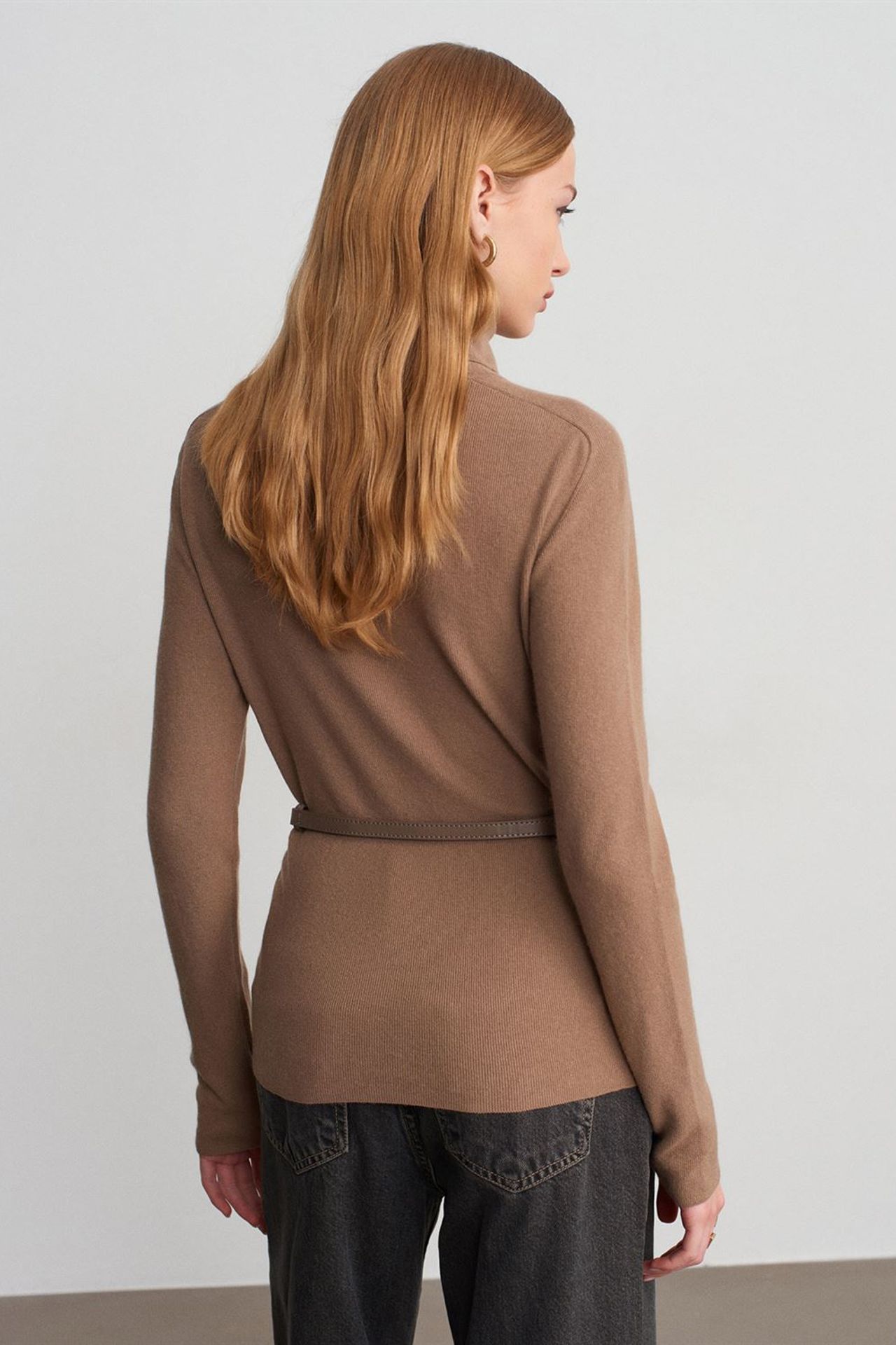 DILVIN Women's Belted Turtleneck Knit Sweater 2