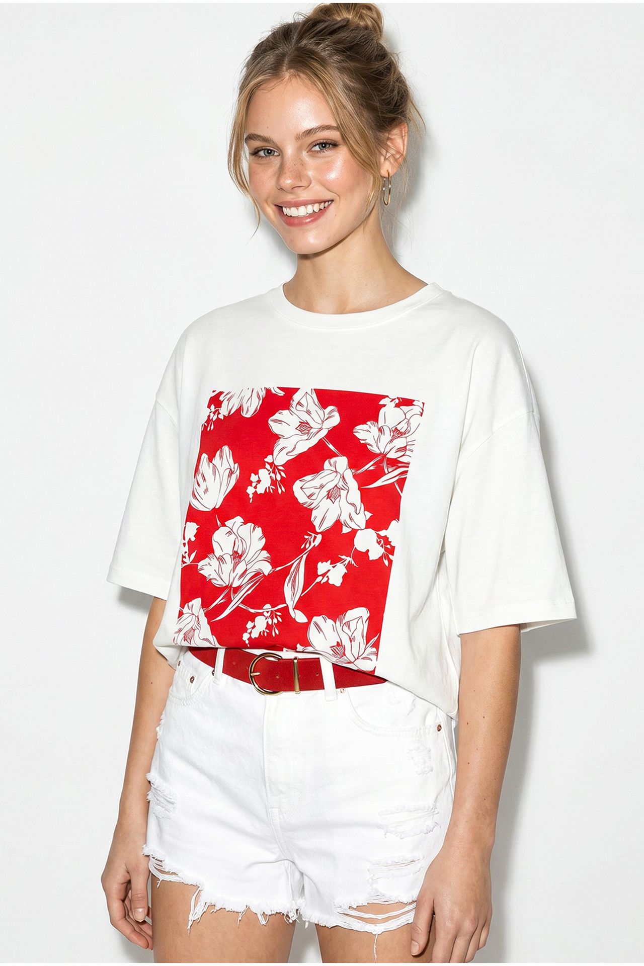 LUCCI Oversized Floral Cotton T-Shirt 5