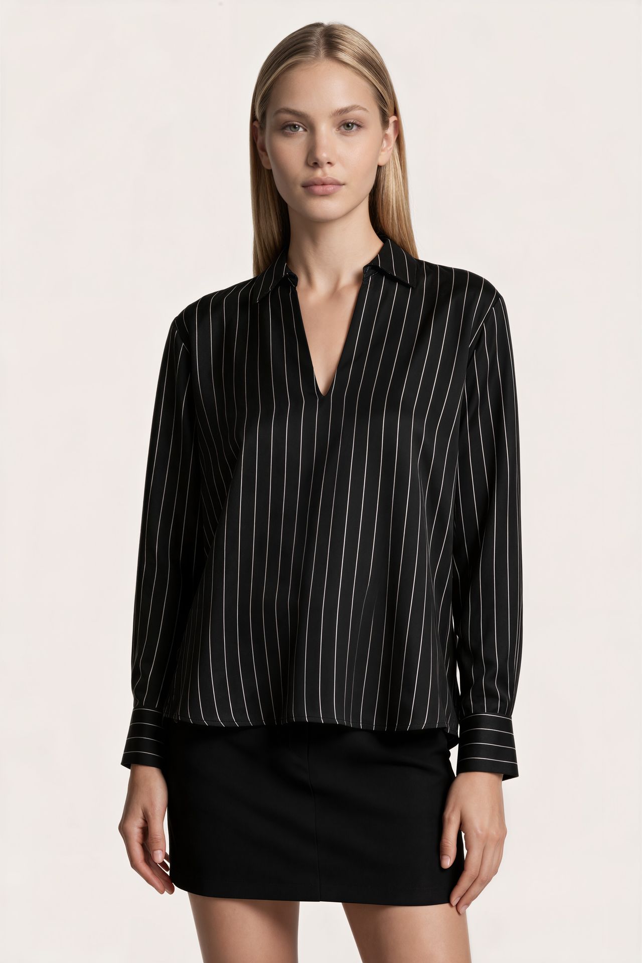 MSN Women's Striped V-Neck Blouse 1