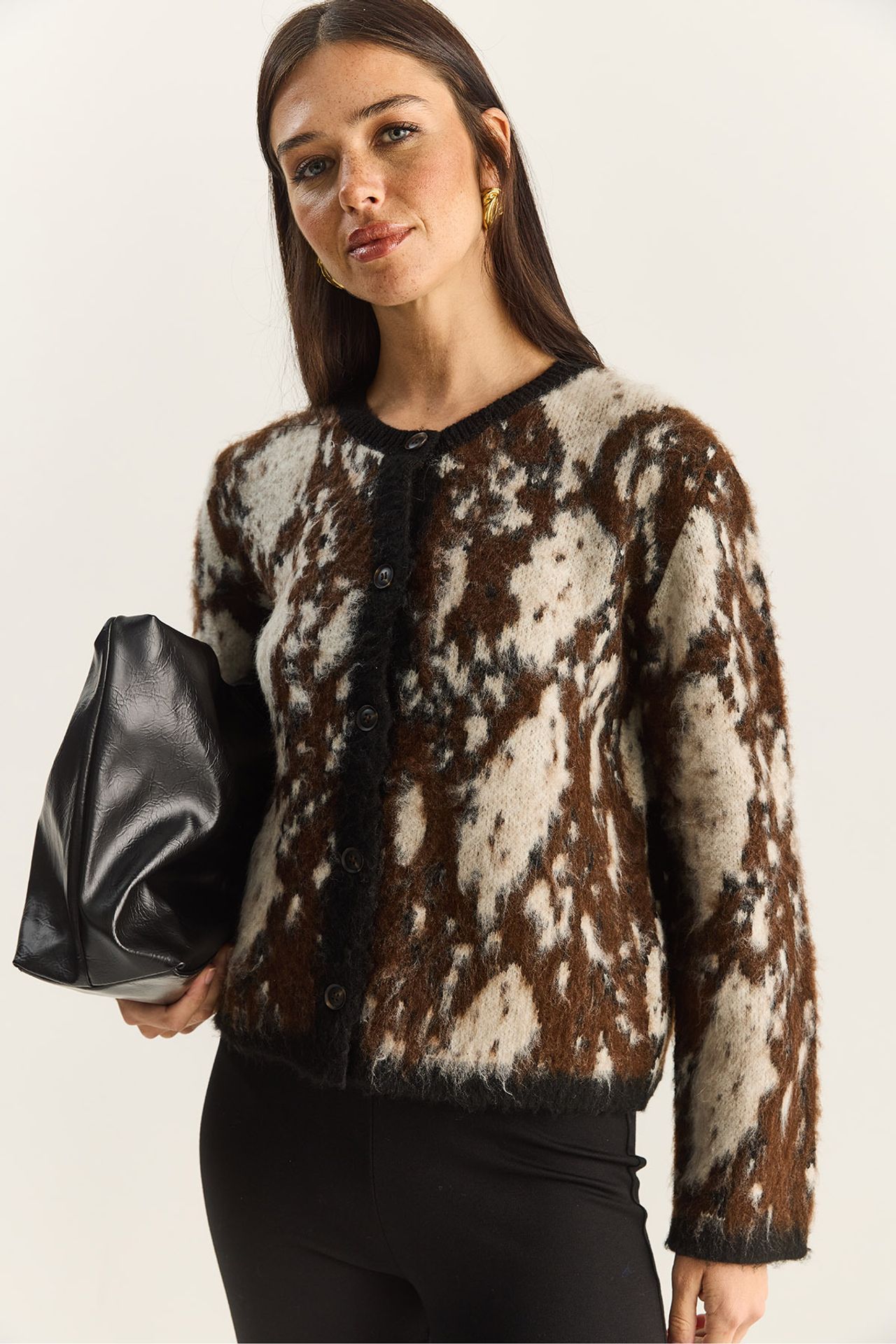 LUCCI Jacquard Patterned Long Sleeve Button Cardigan 3