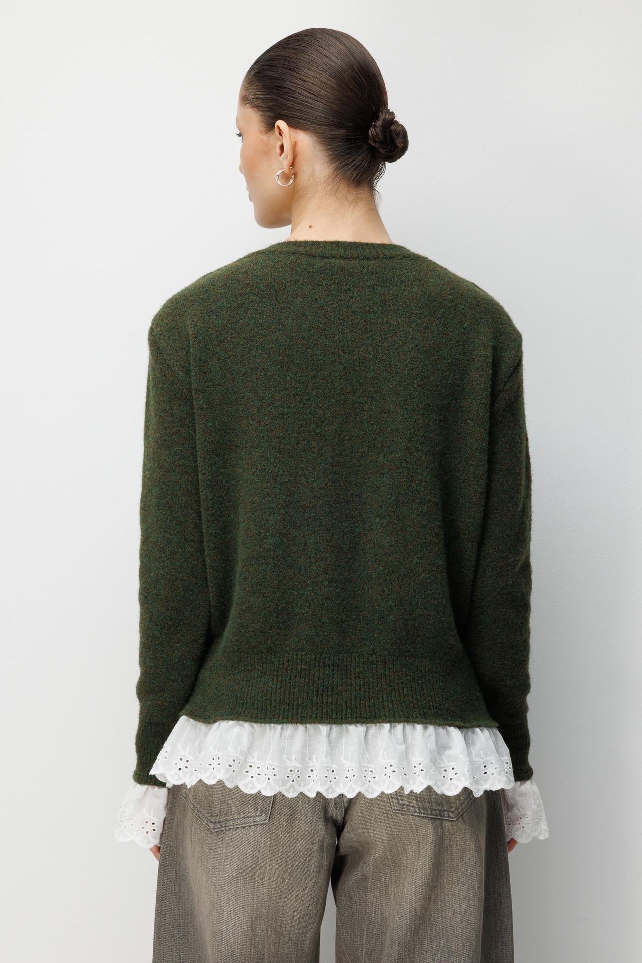 MIXRAY Women's Crew Neck Button Cardigan 4