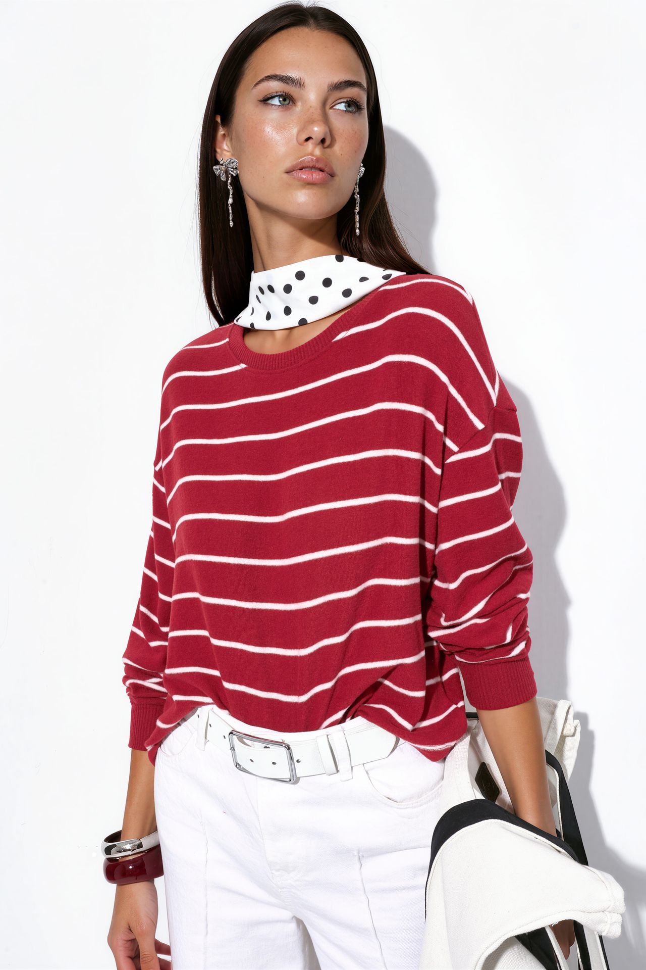 BUSEM Striped Ribbed Crew Neck Sweater 3