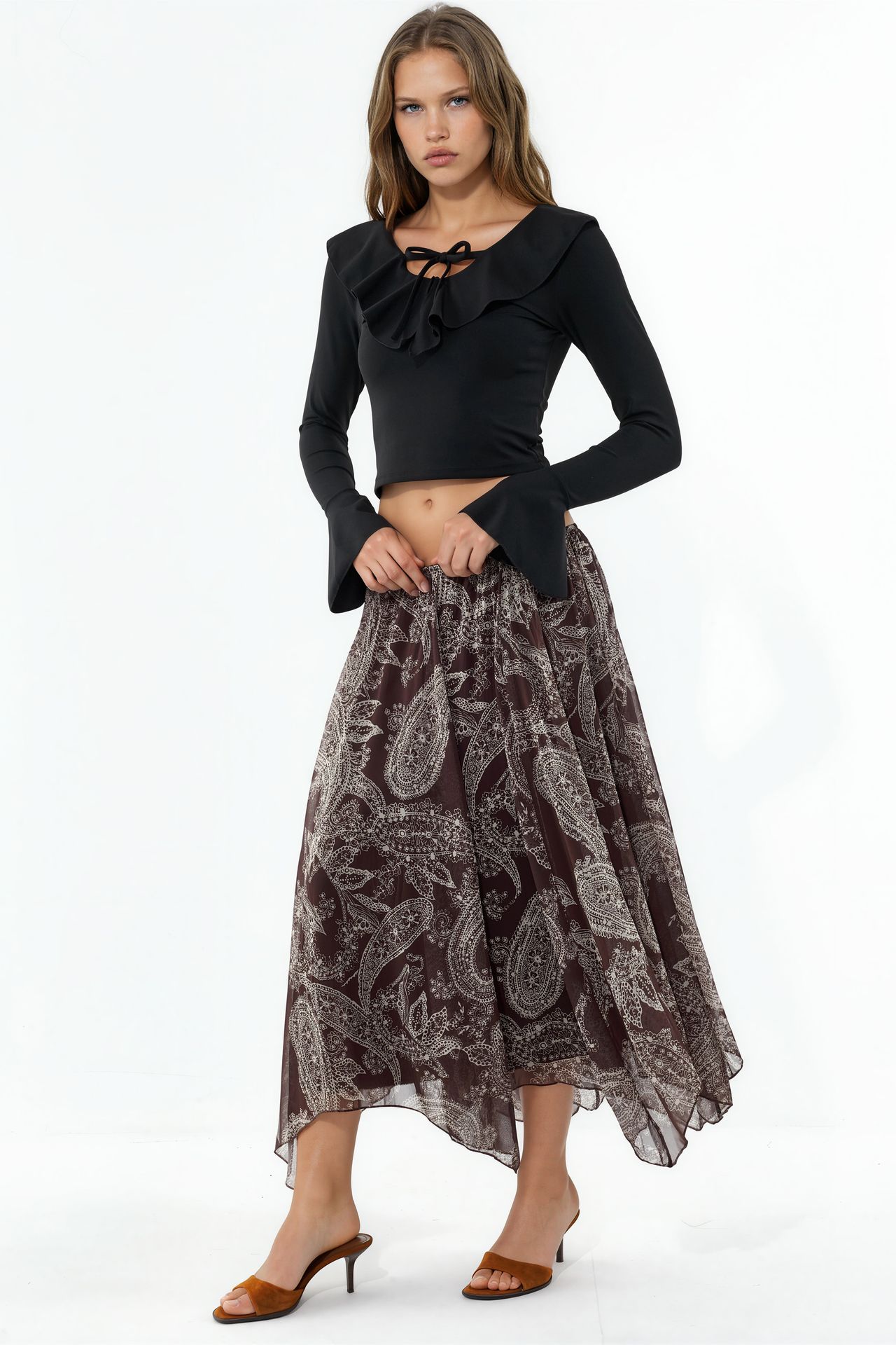 BDART High Waist A-Line Midi Skirt in Paisley Print 2