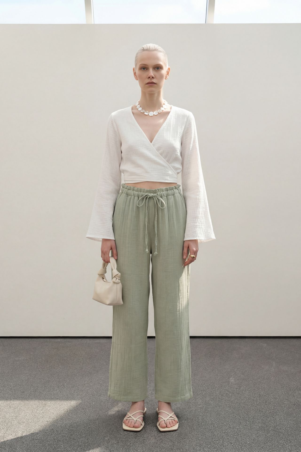 MY FASHION Elastic Waist Straight Leg Pants 3