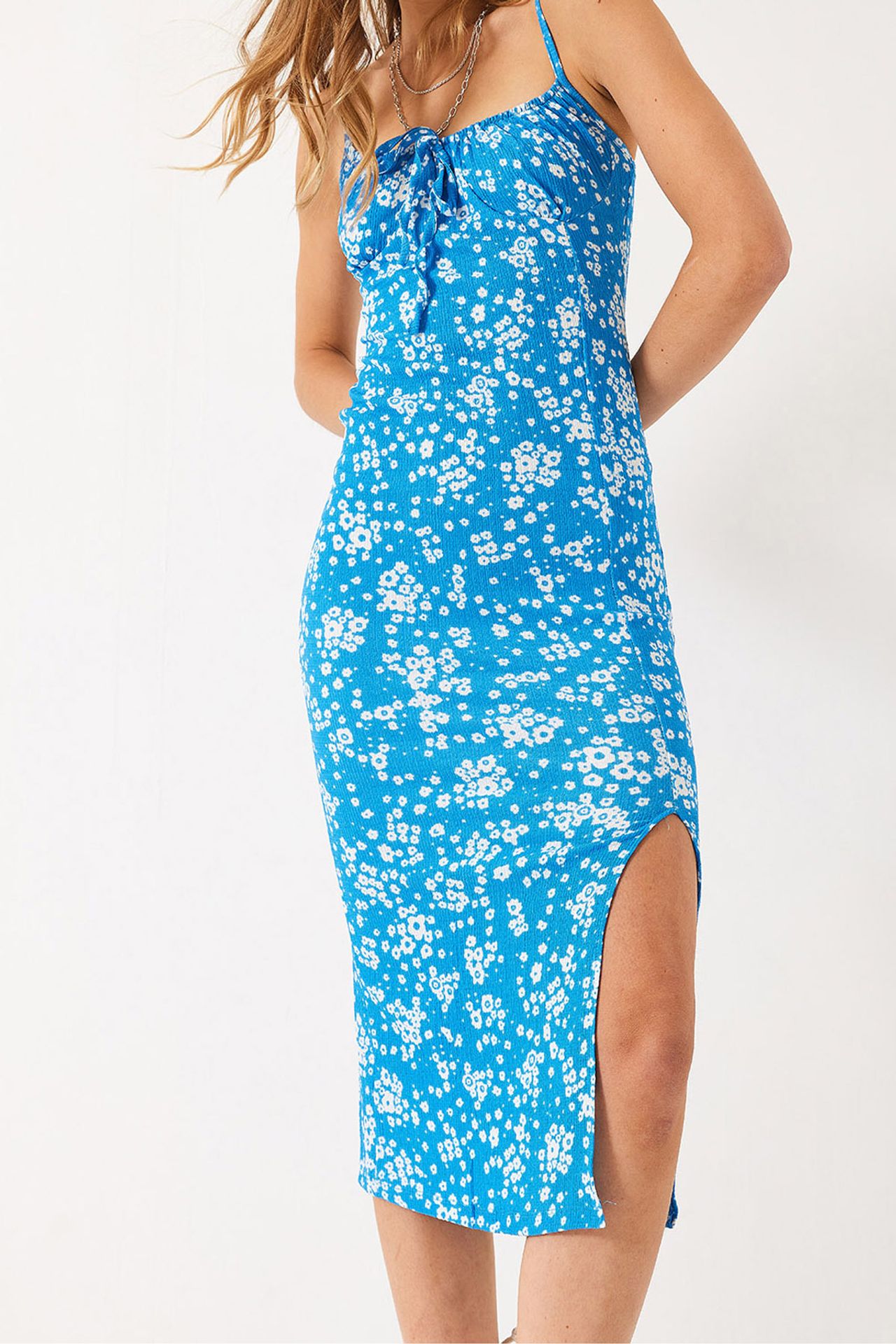 LUCCI Floral Square-Neck Midi Dress 5