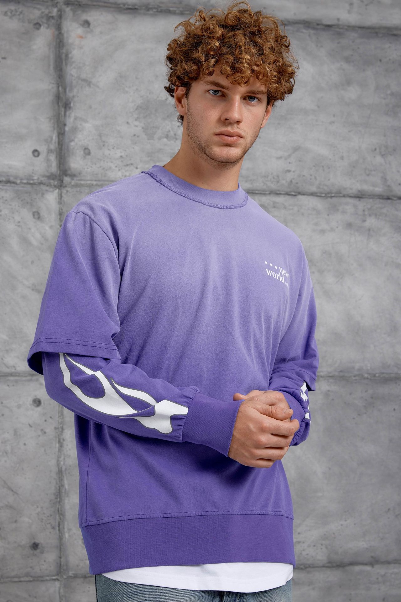 NOMARC Baskılı Geniş Kesim Bisiklet Yaka Sweatshirt 4