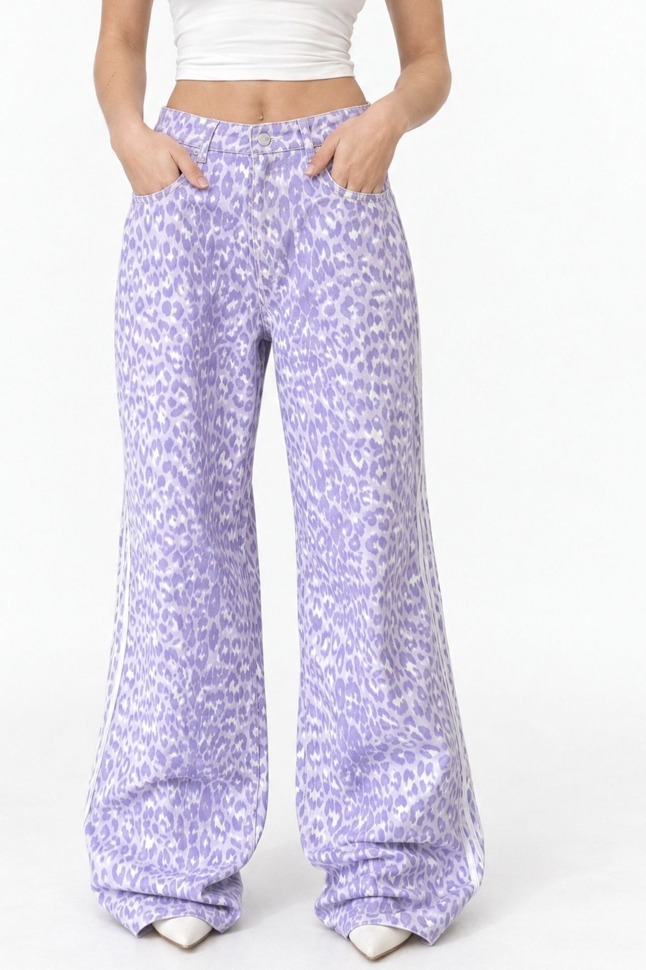 SQUALO High Waist Wide Leg Leopard Trousers 1