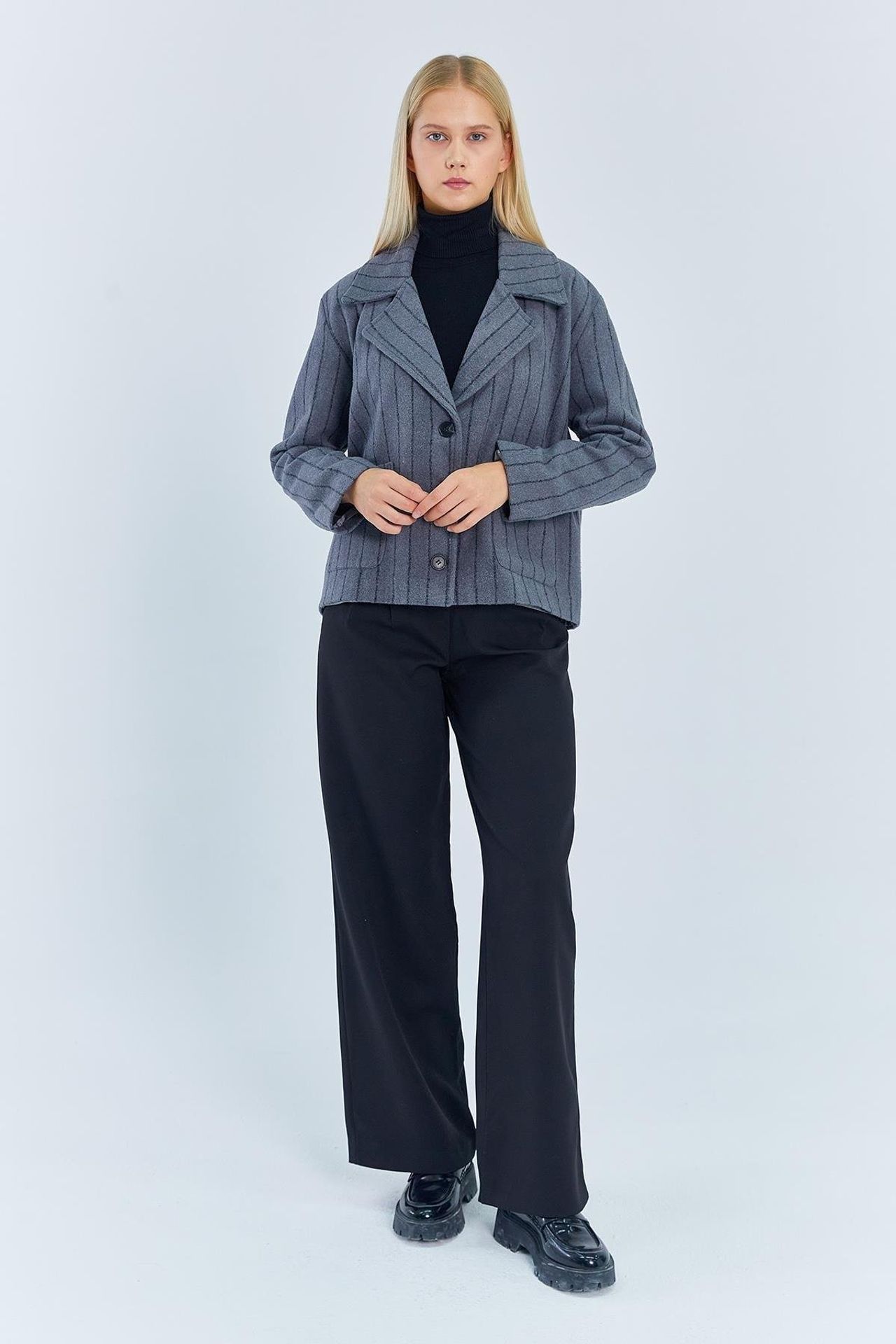 Mixray Oversized Striped Buttoned Jacket 4