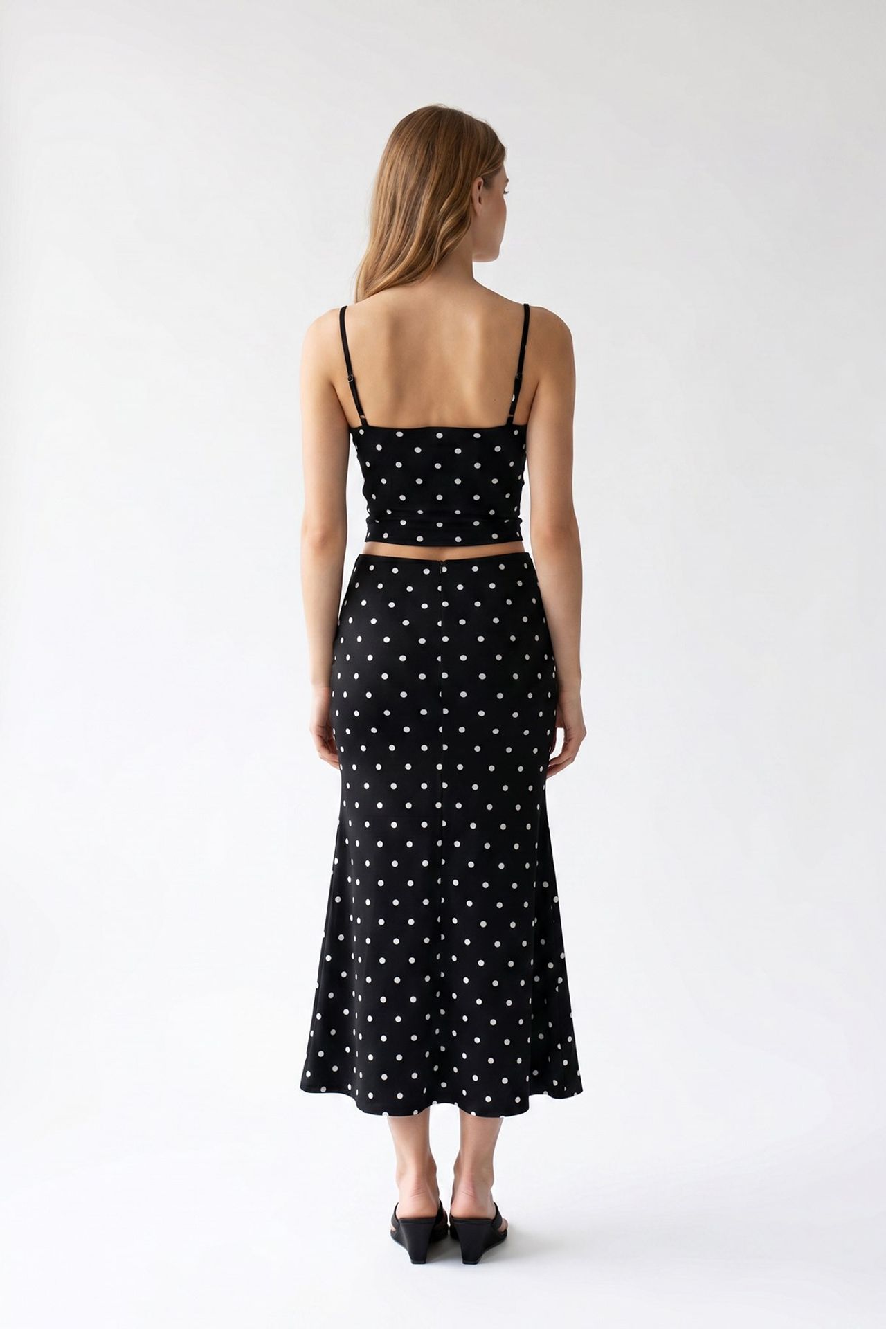 MIXRAY Women's High Waist Polka Dot Two-Piece Coord 6