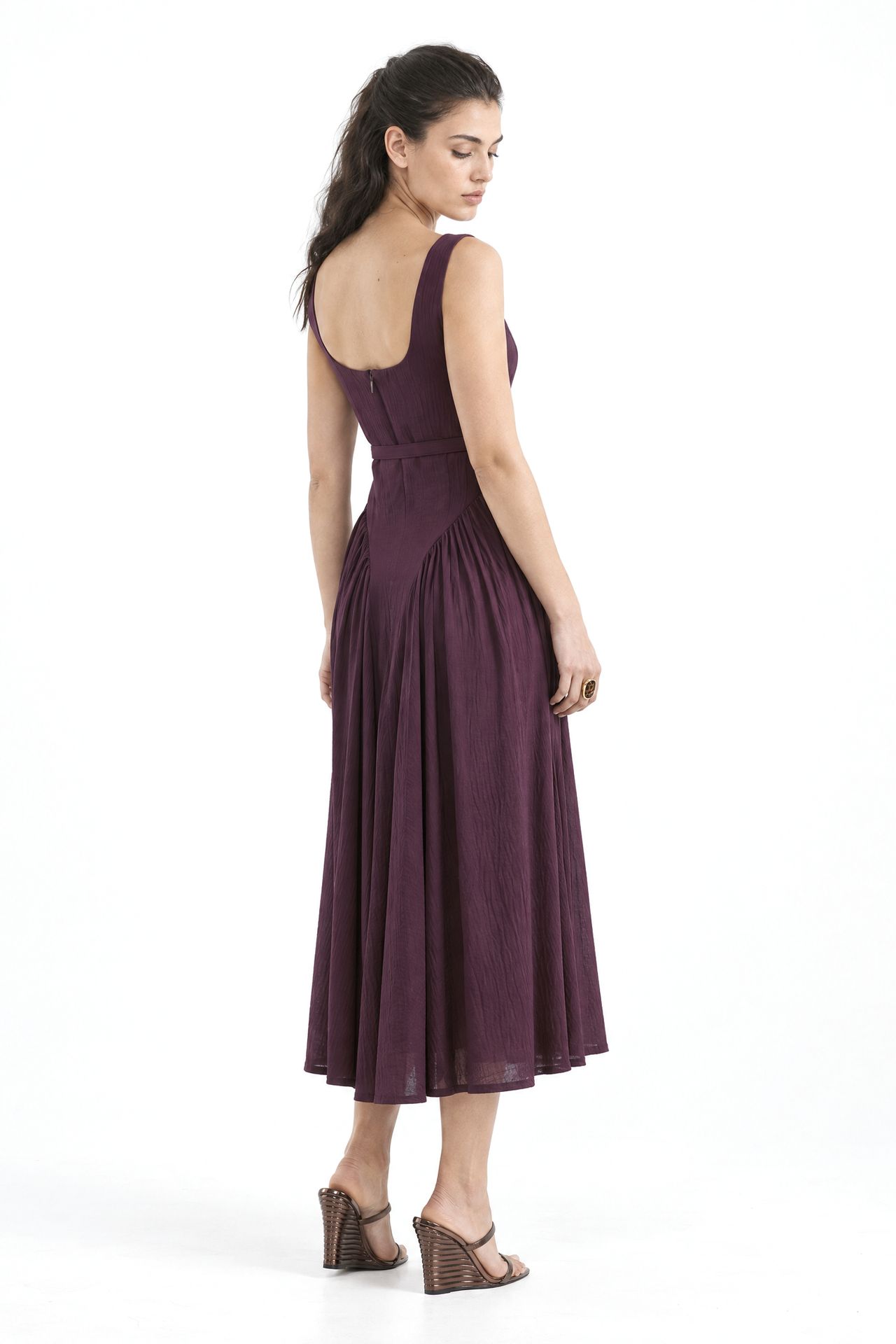 BUSEM Square Collar Belted Midi Dress 3