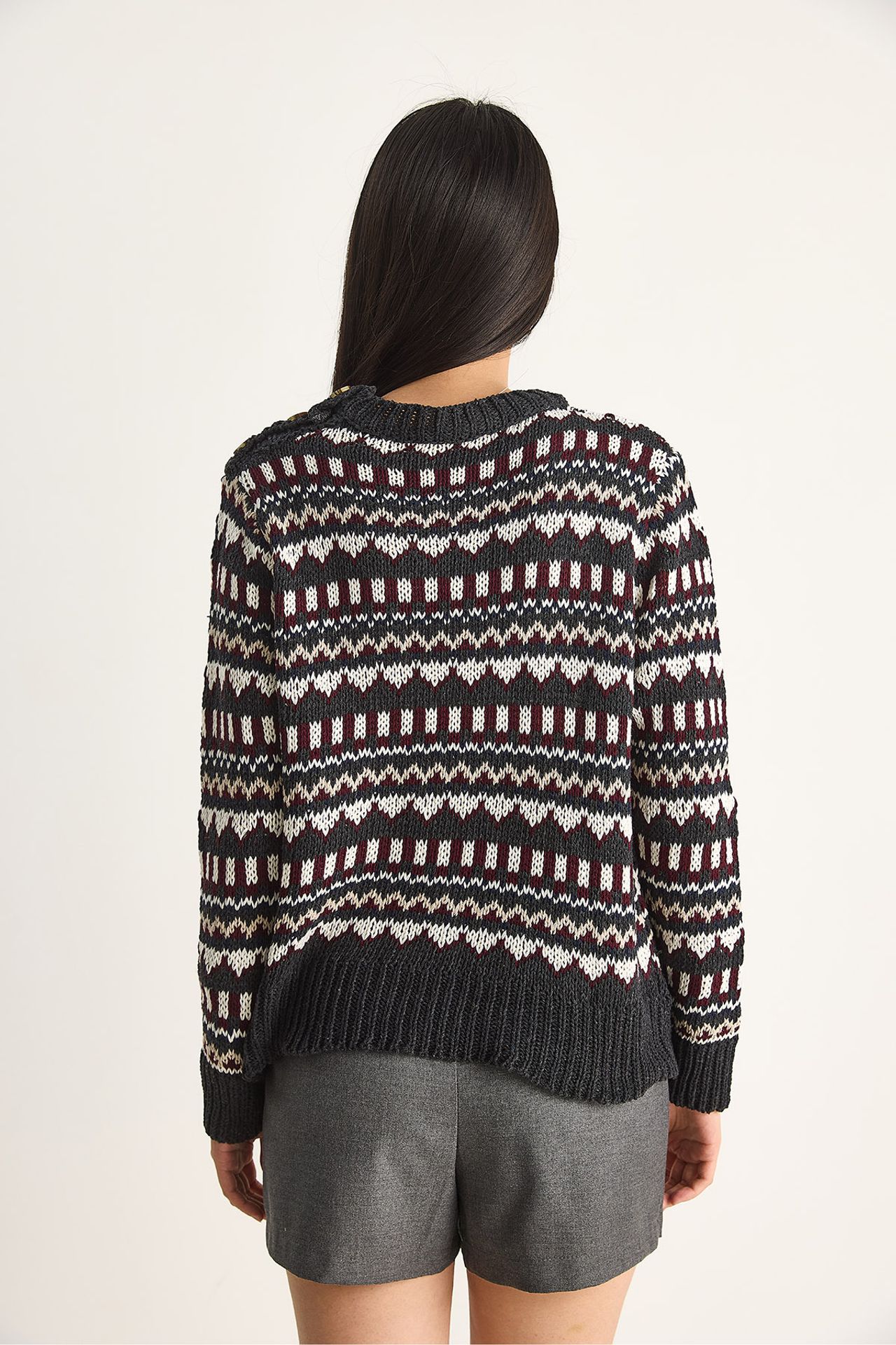 LUCCI Ethnic Patterned Knit Sweater 6
