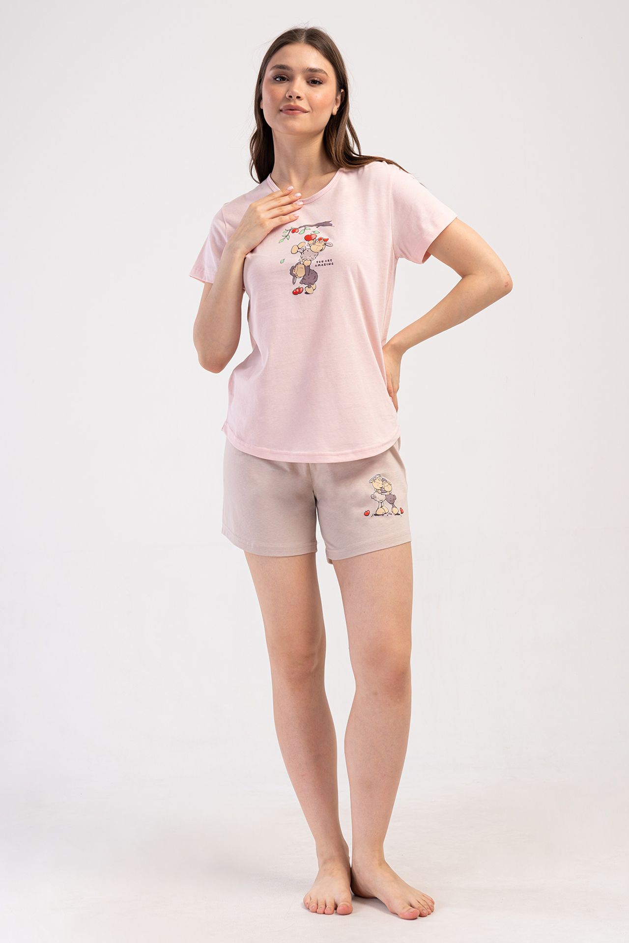 YAKE Baskılı 2 Parçalı Pijama Takımı 1