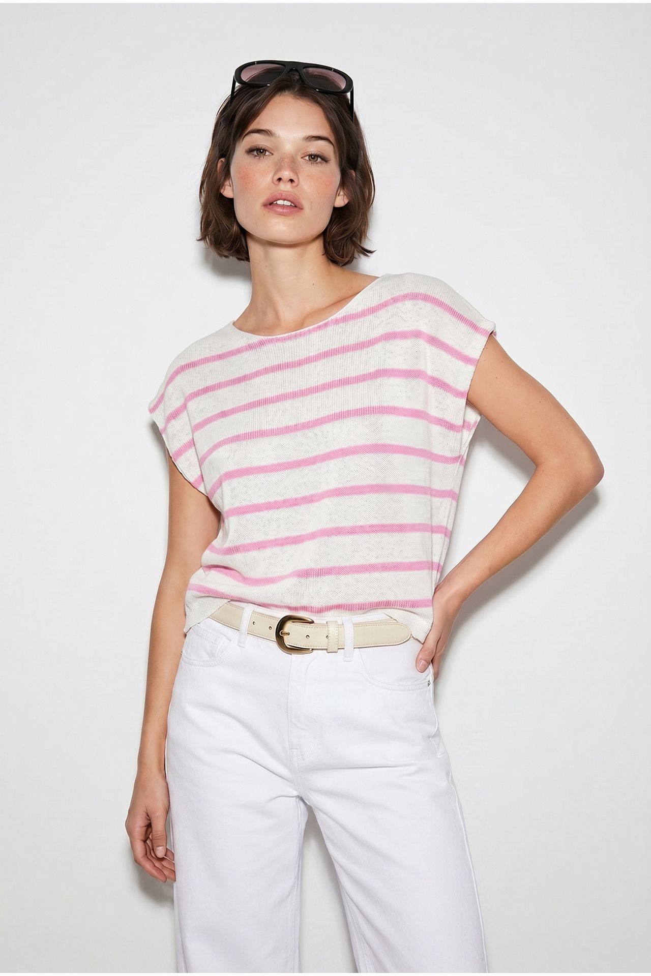 LUCCI Striped Boat Neck Knit Top 2