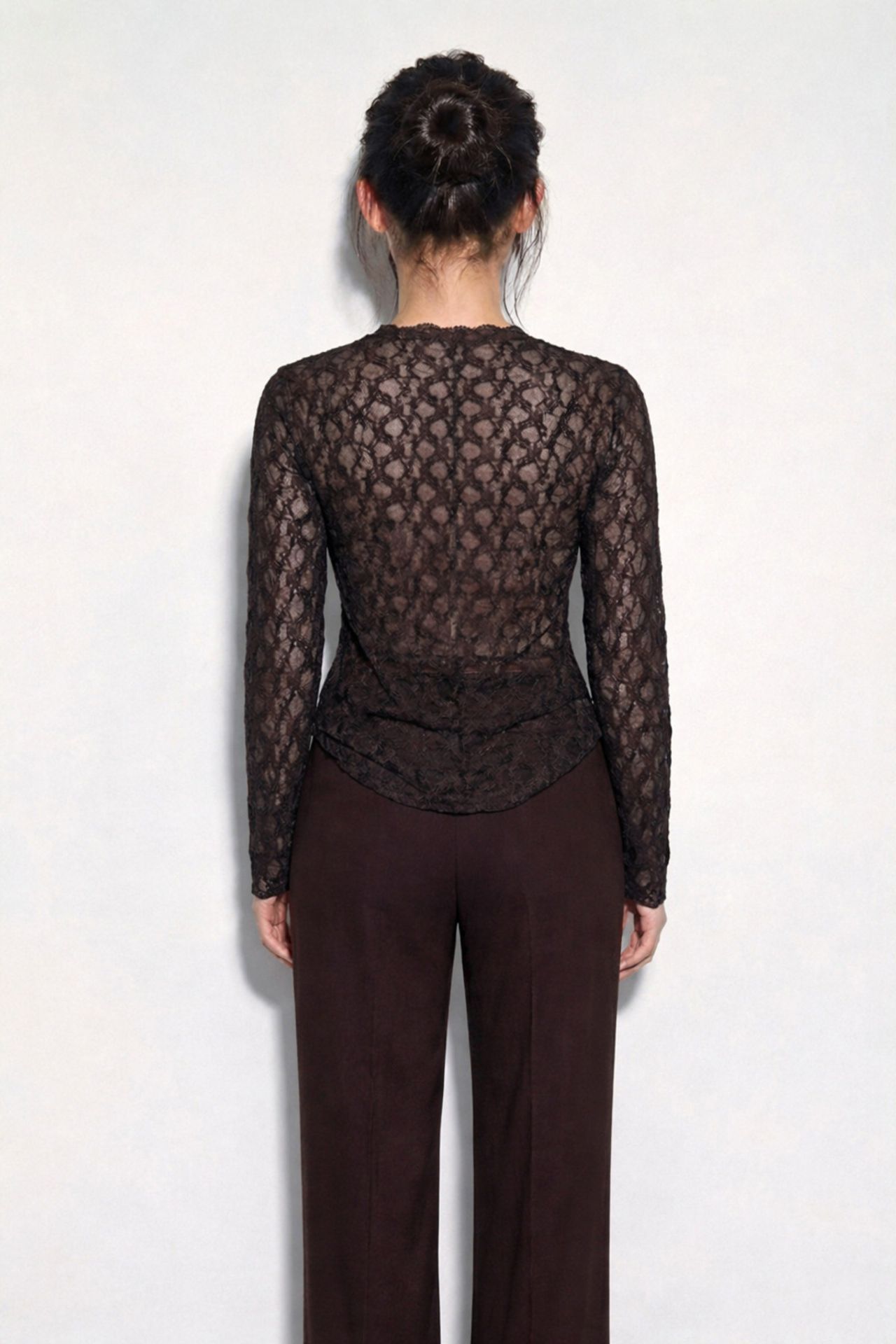 LUCCI Lace Crew Neck Long Sleeve Blouse 4