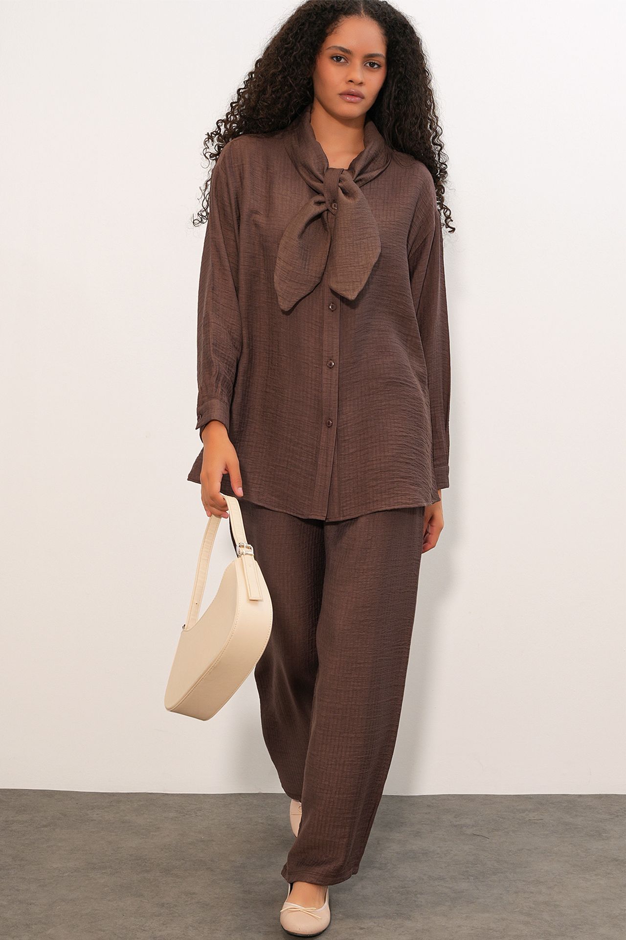 BDART Textured Shirt And Wide-Leg Trouser Set