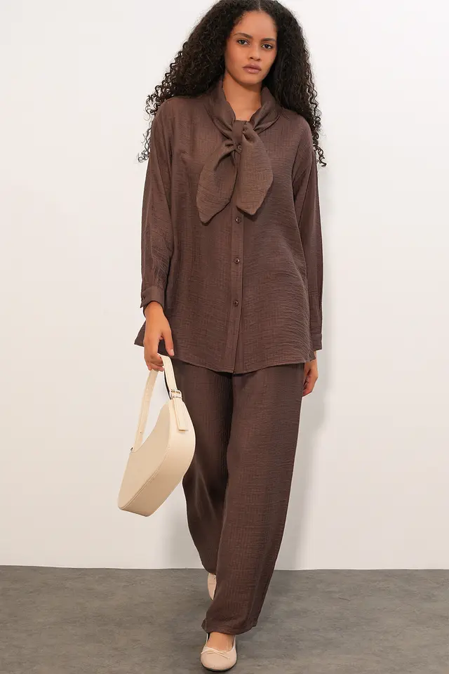 BDART Textured Shirt And Wide-Leg Trouser Set