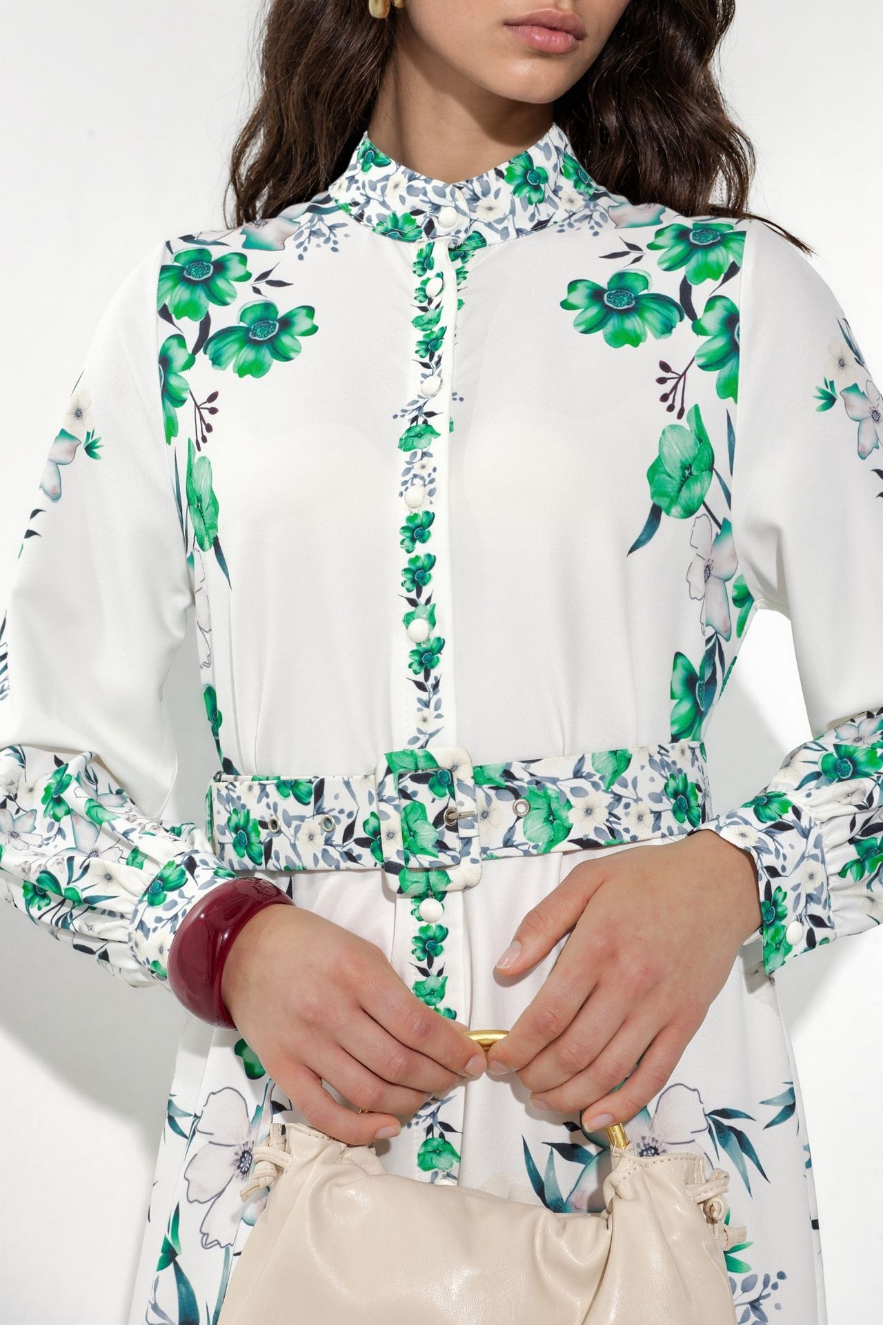 MSN Floral Belted Maxi Shirt Dress 4