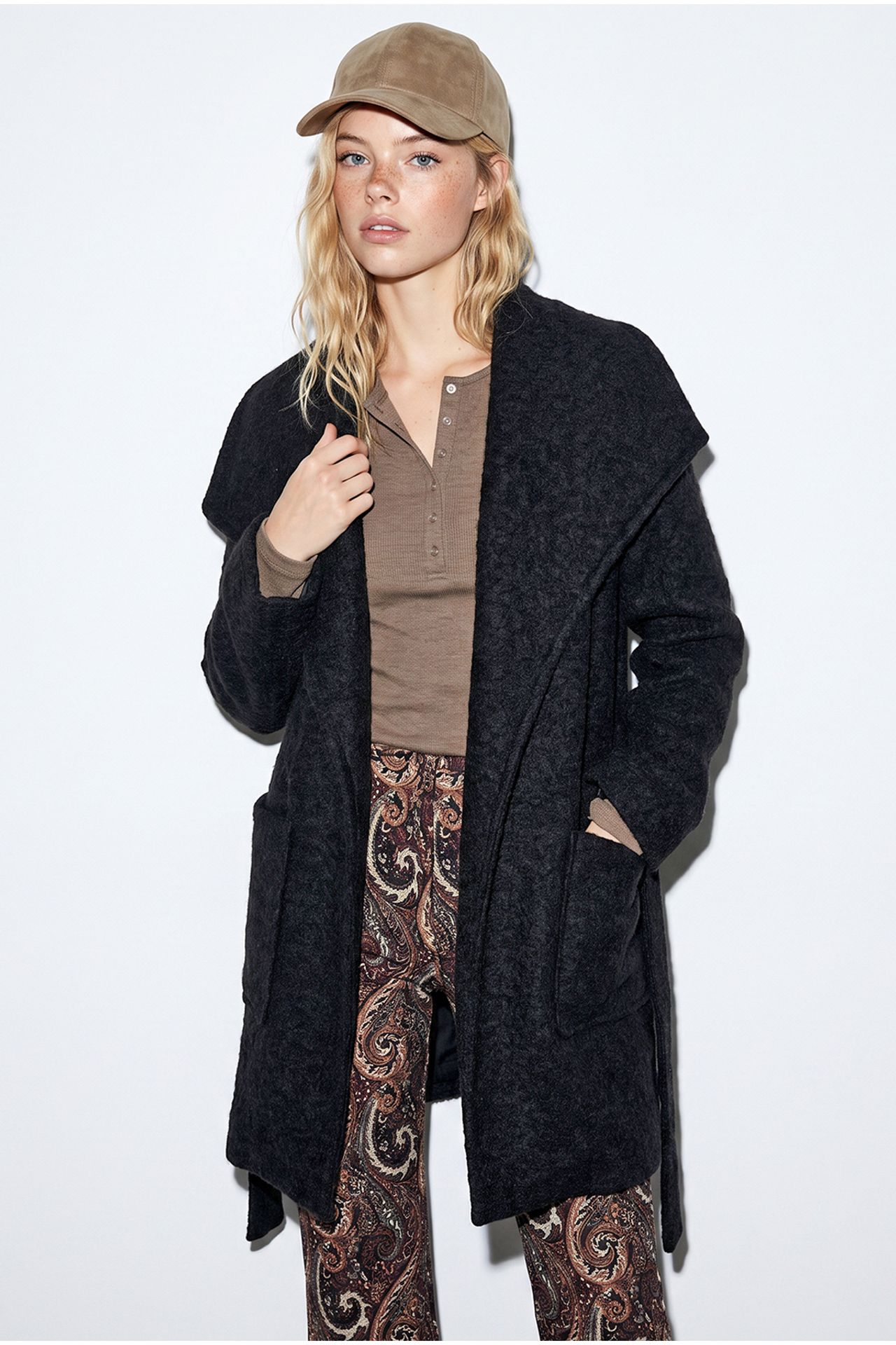 LUCCI Textured Midi Coat