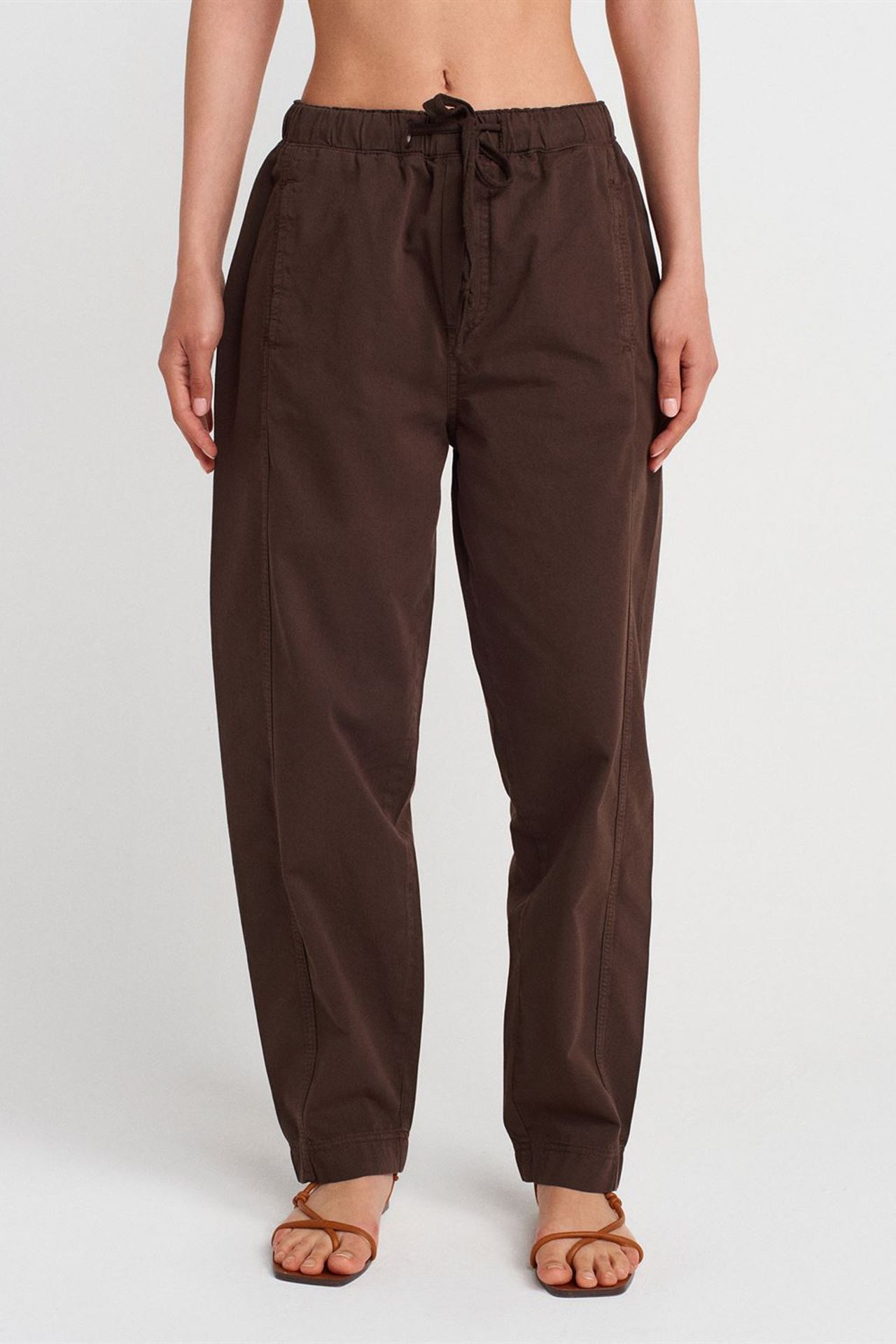 DILVIN Pamuk Poplin Düz Paça Jogger Pantolon 4