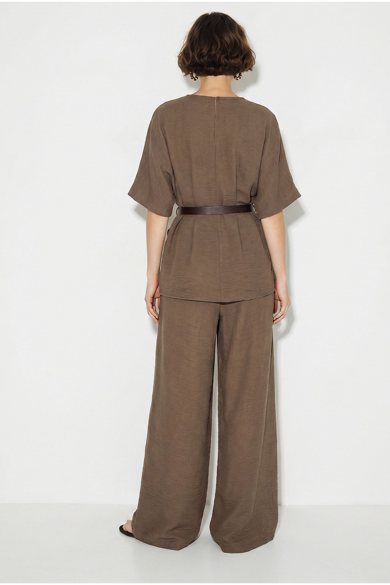 LUCCI Viscose-Linen Blouse And Wide-Leg Trousers Set 4