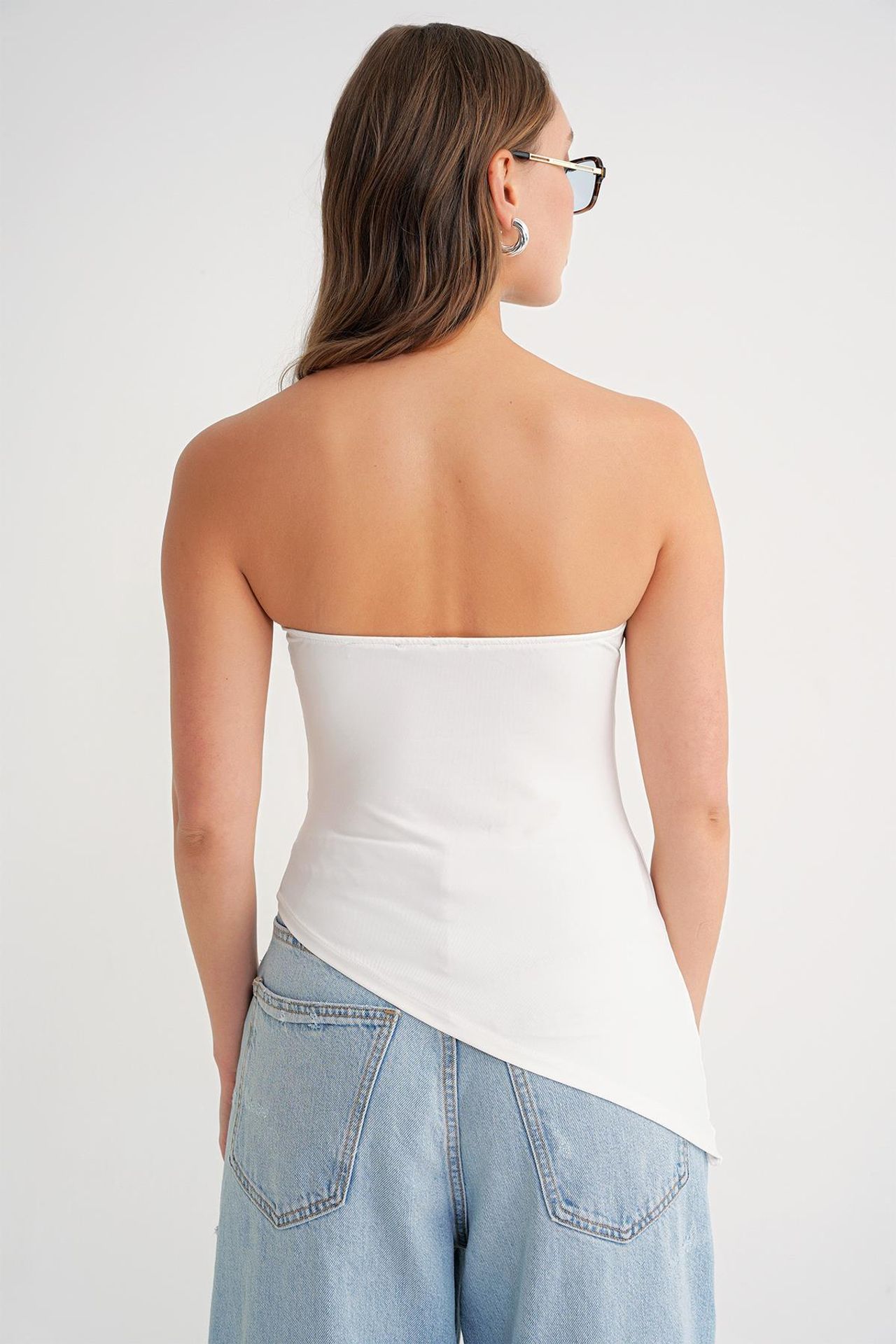 Mixray Strapless Draped Blouse 6