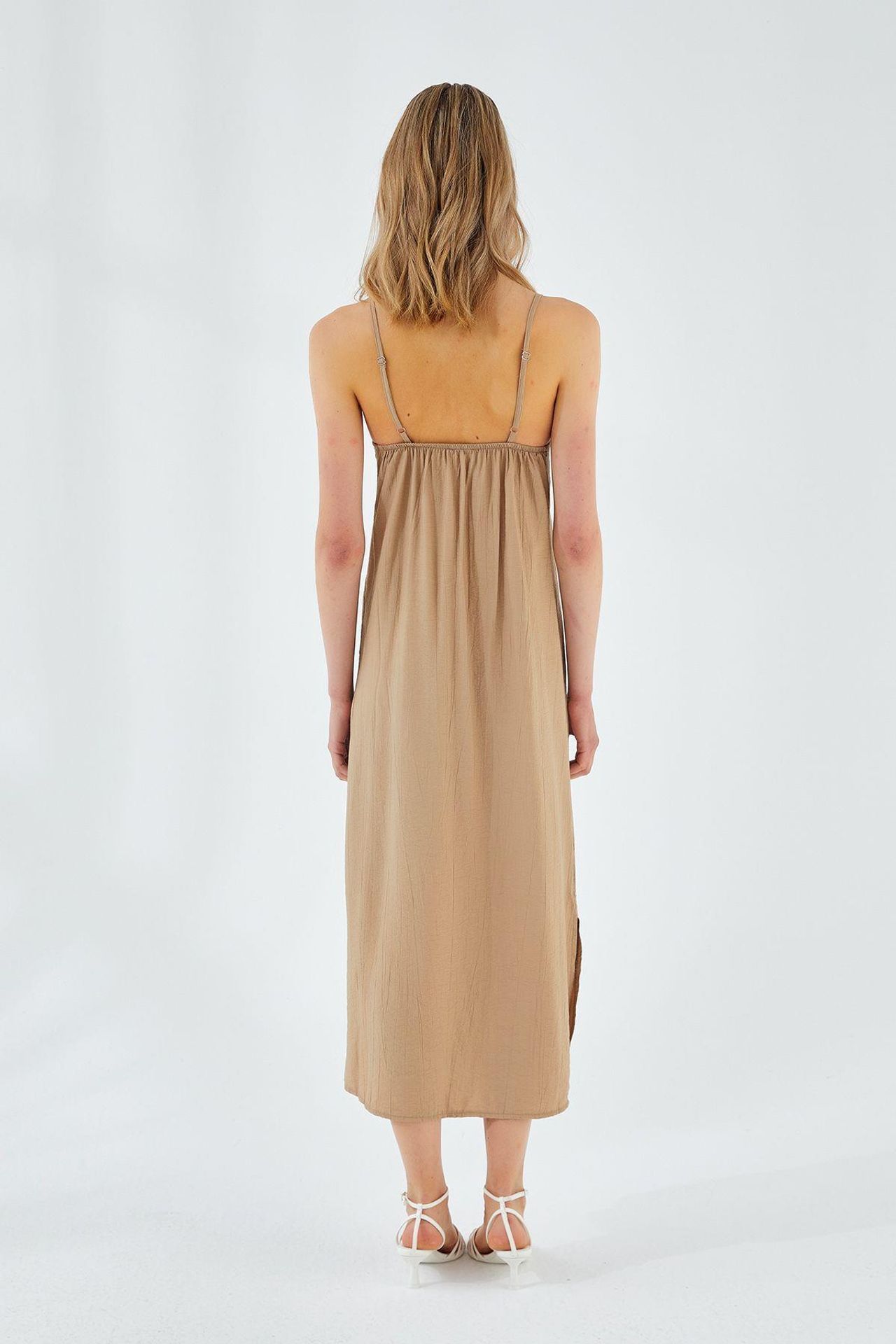 Mixray V-Neck Slit Midi Dress 6