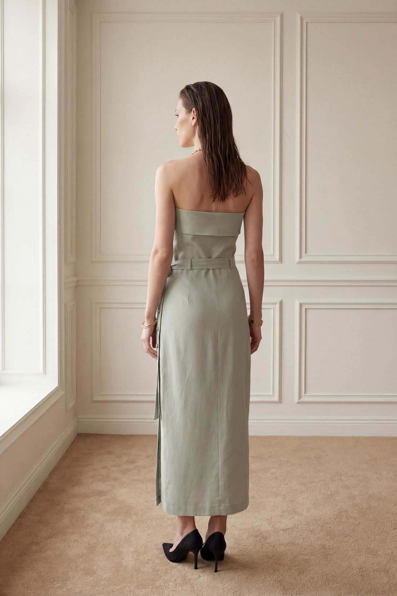 MY FASHION Strapless Maxi Dress with Belt 3