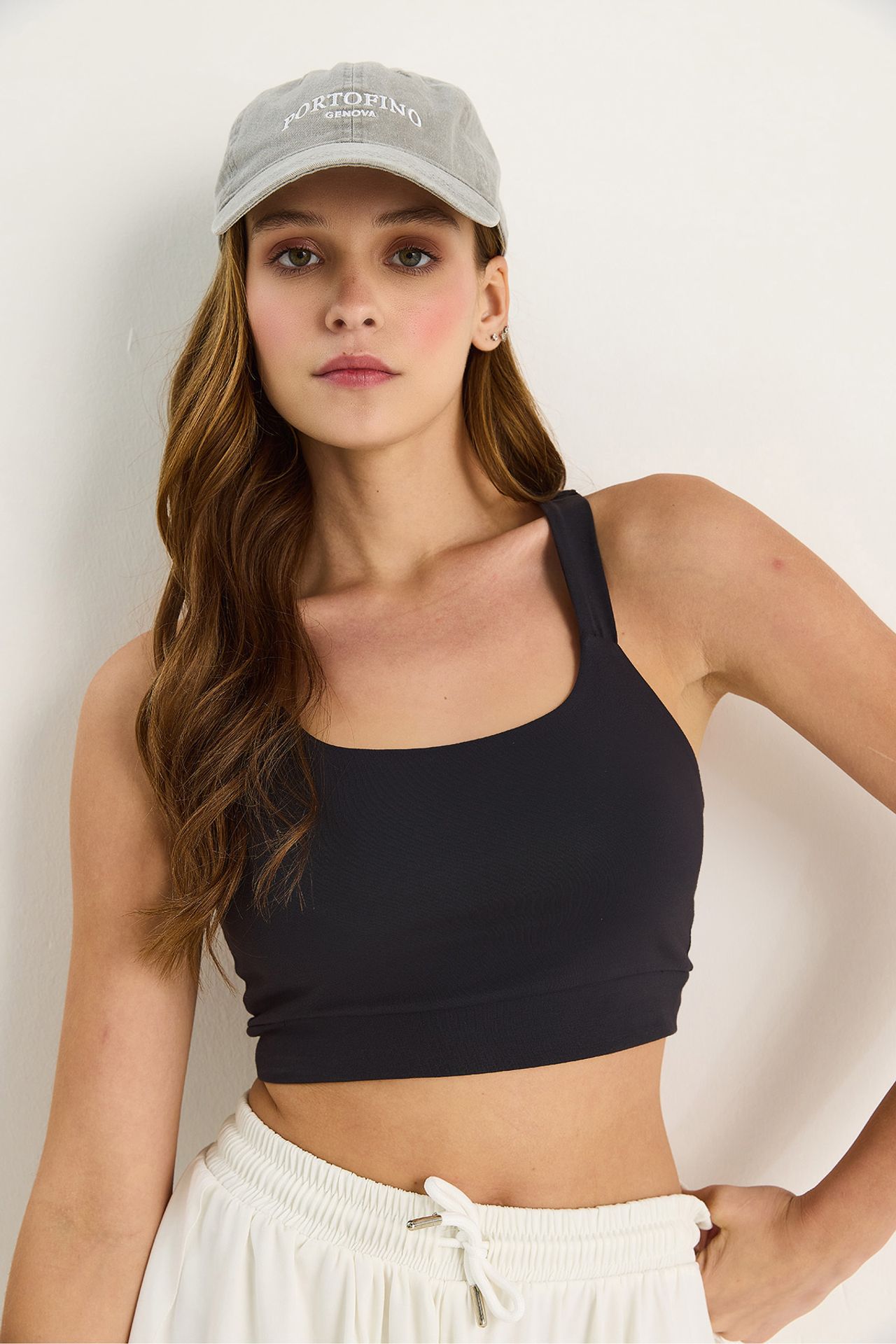 LUCCI Fitted Square Collar Crop Blouse