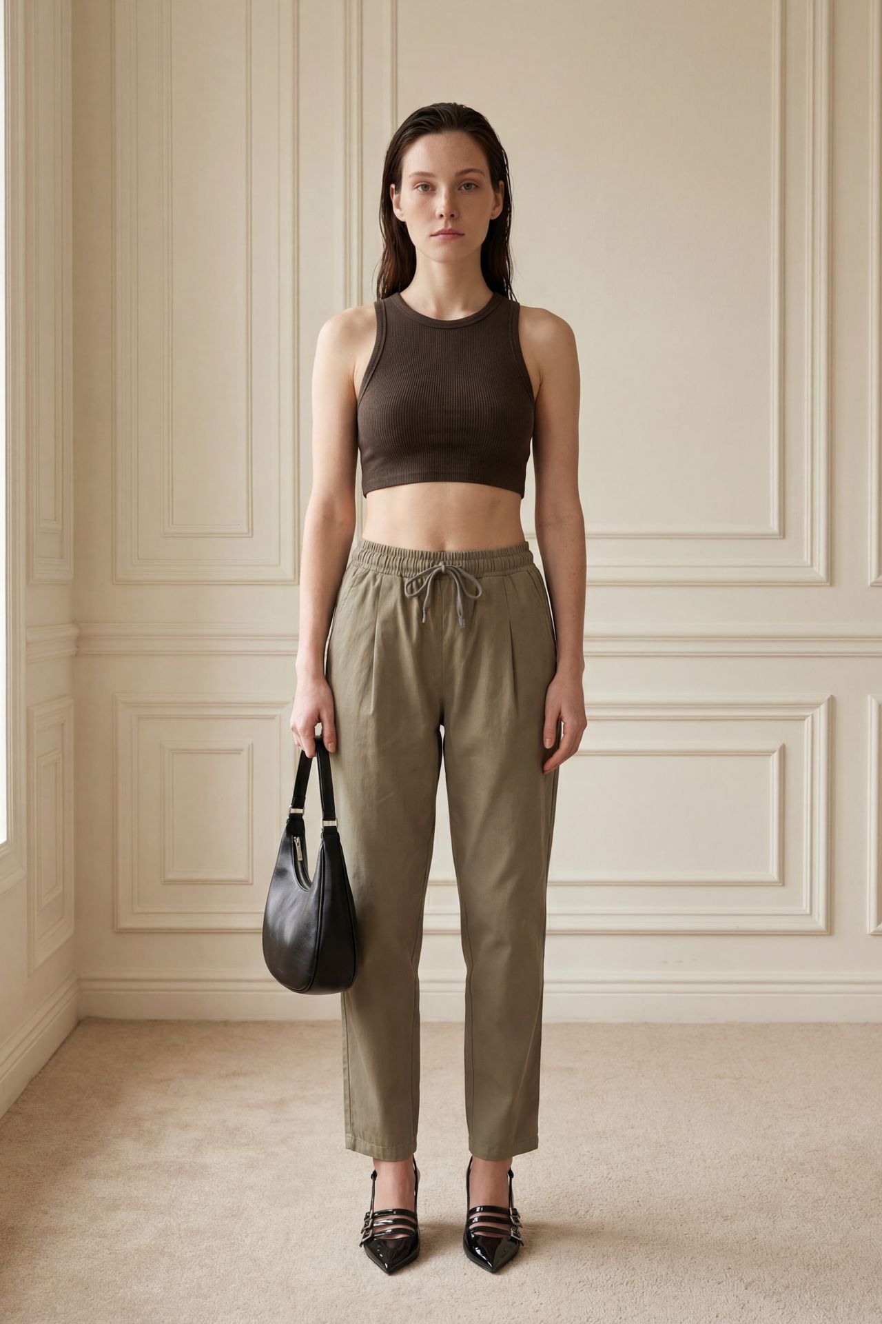 MY FASHION Ankle Length Drawstring Waist Pants with Pocket 1