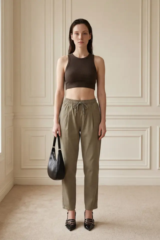 MY FASHION Ankle Length Drawstring Waist Pants with Pocket